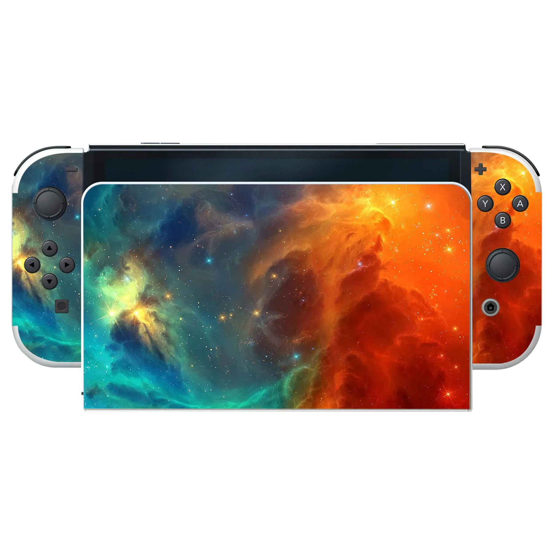 playvital Adesivo per Nintendo Switch OLED, Universo Stella Arancione - immagine 8