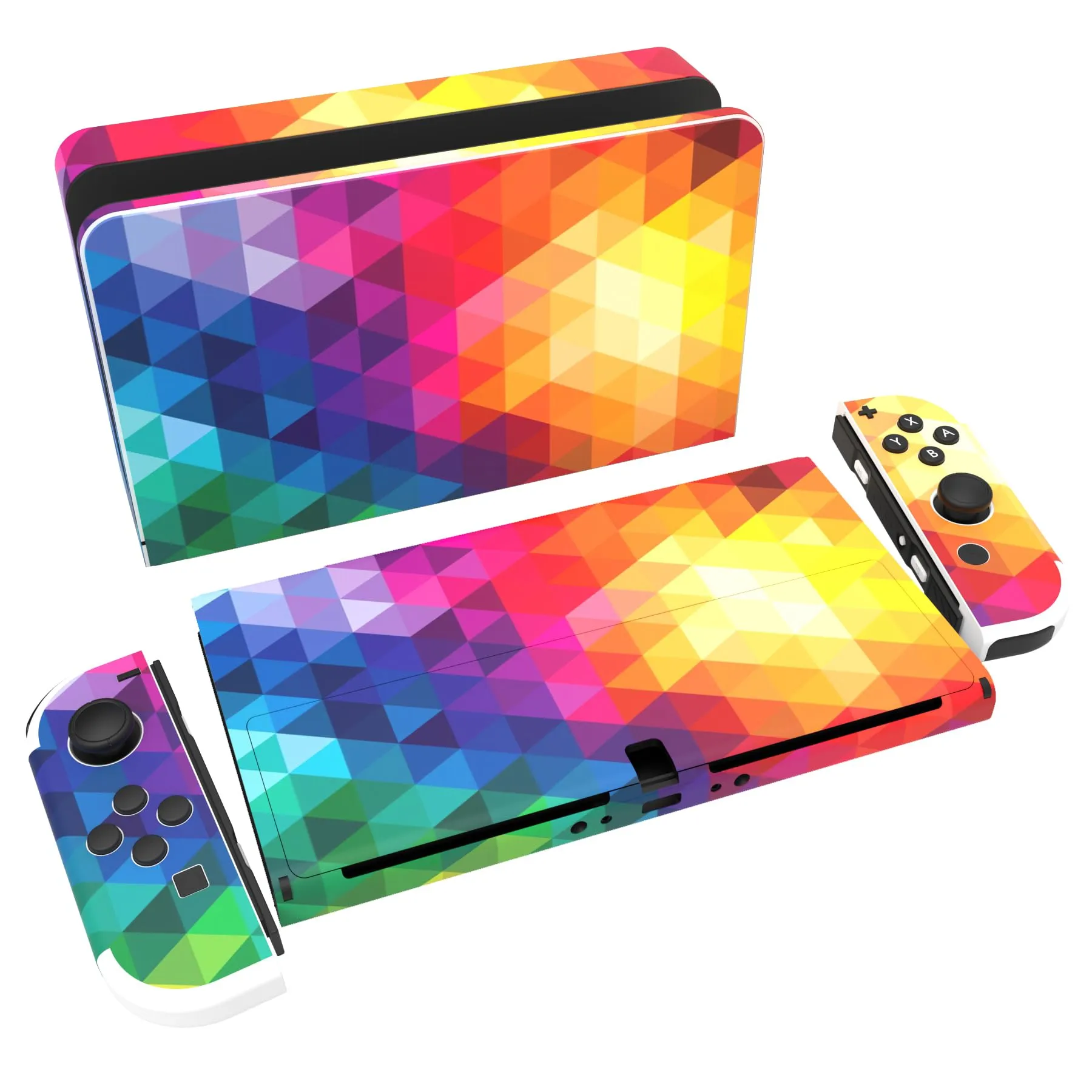 playvital Adesivo per Nintendo Switch OLED, Triangolo Colorato - immagine 1