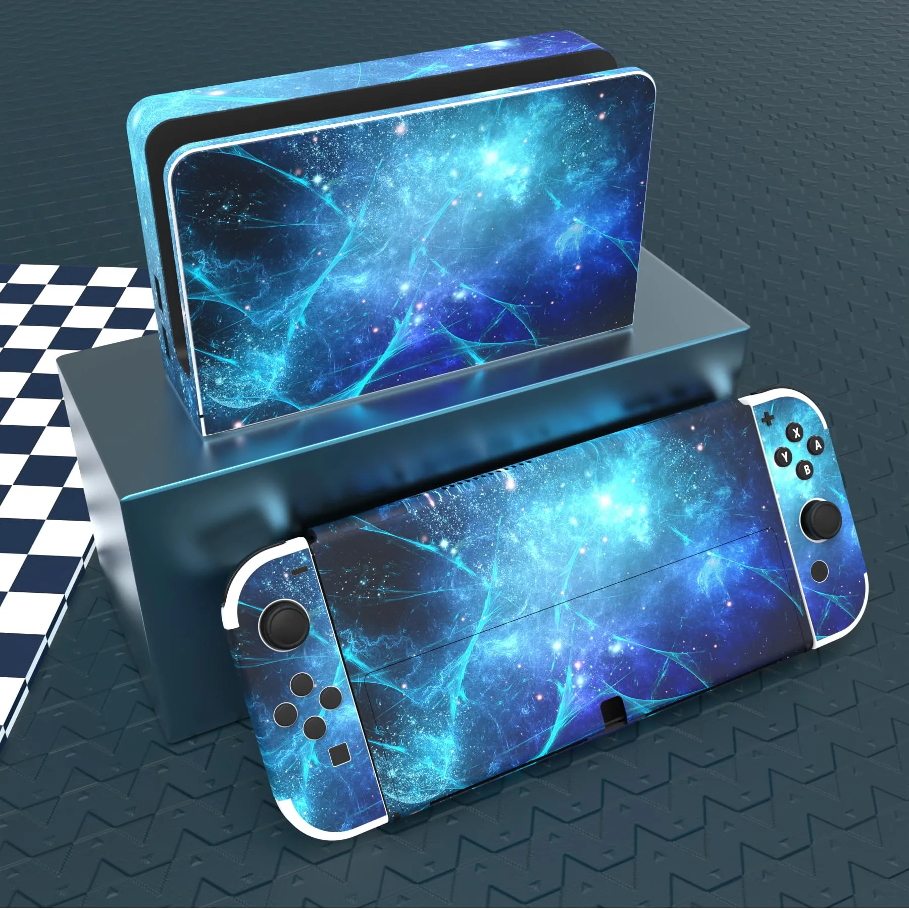 playvital Adesivo per Nintendo Switch OLED, Nebulosa Blu - immagine 2