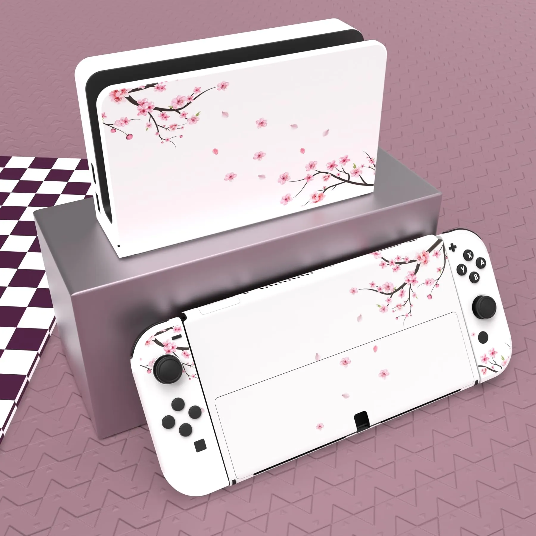 playvital Adesivo per Nintendo Switch OLED, Fiore di ciliegio che cade - immagine 2