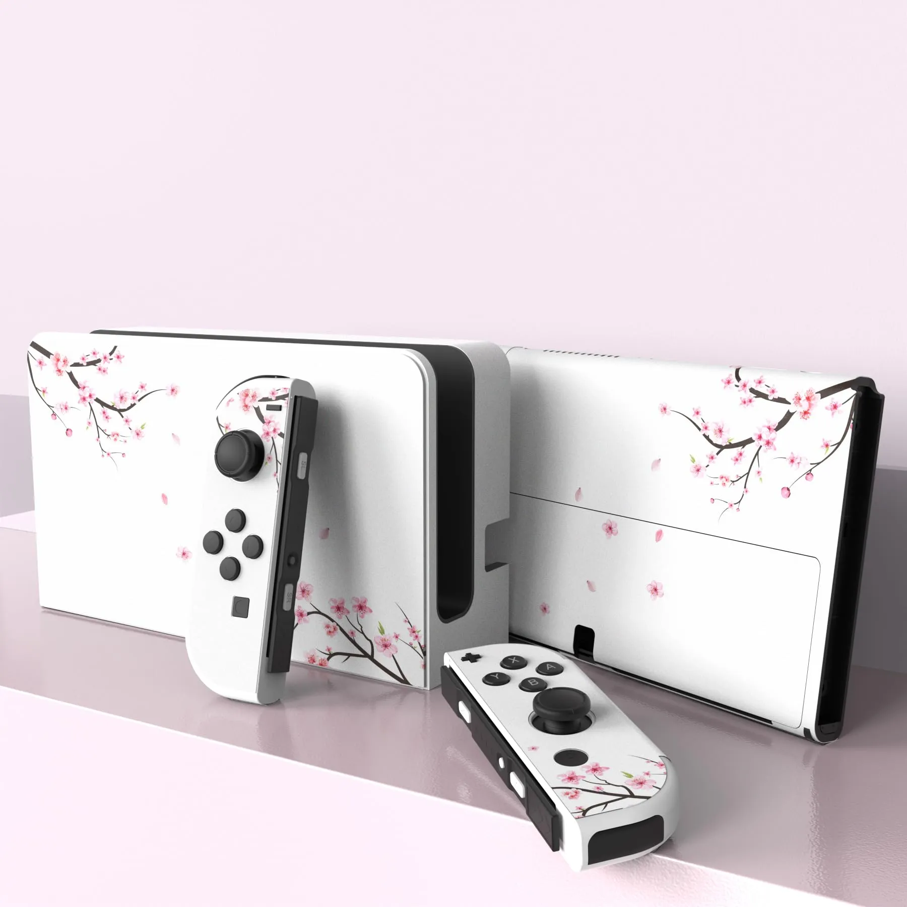 playvital Adesivo per Nintendo Switch OLED, Fiore di ciliegio che cade - immagine 3