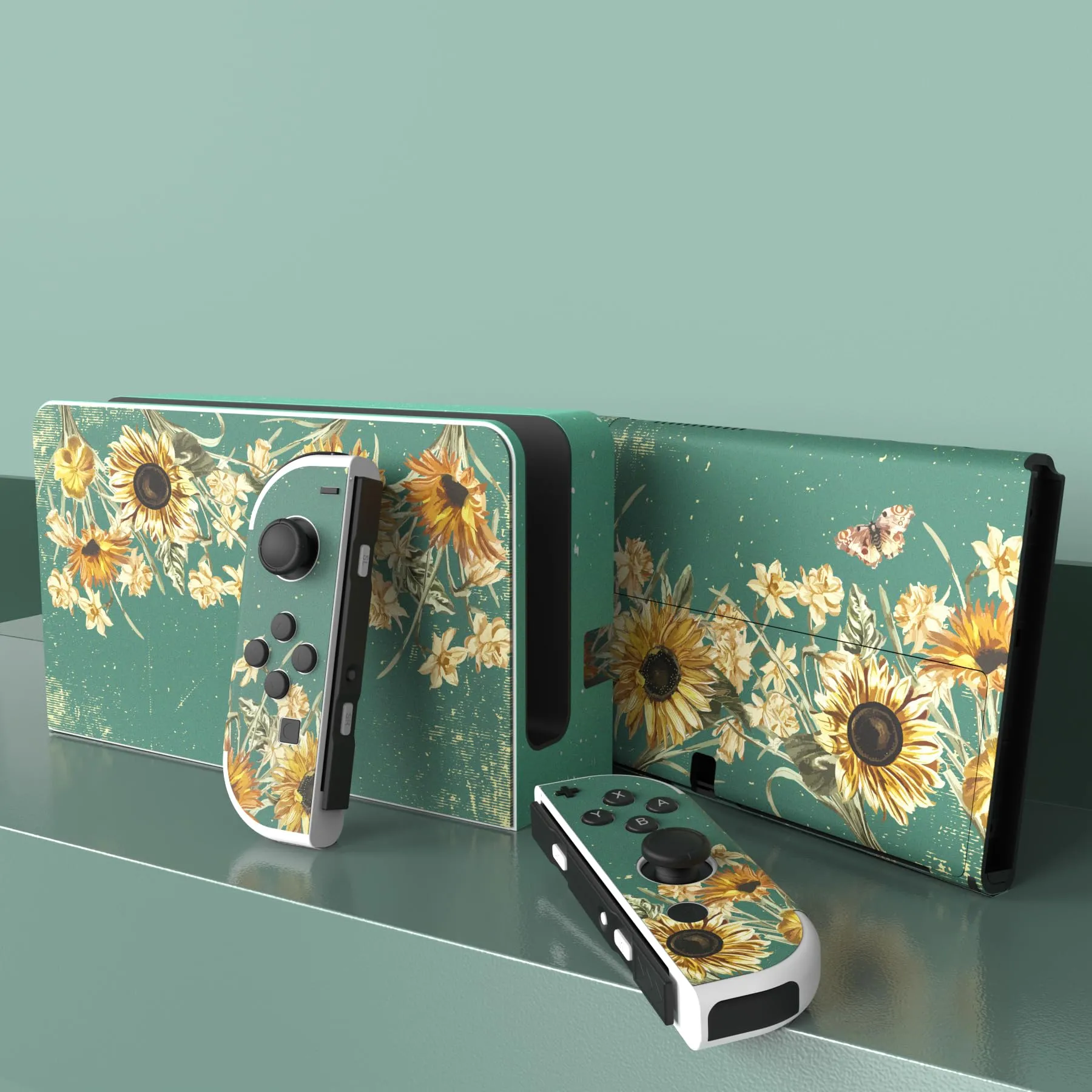 playvital Adesivo per Nintendo Switch OLED, Girasoli - immagine 3