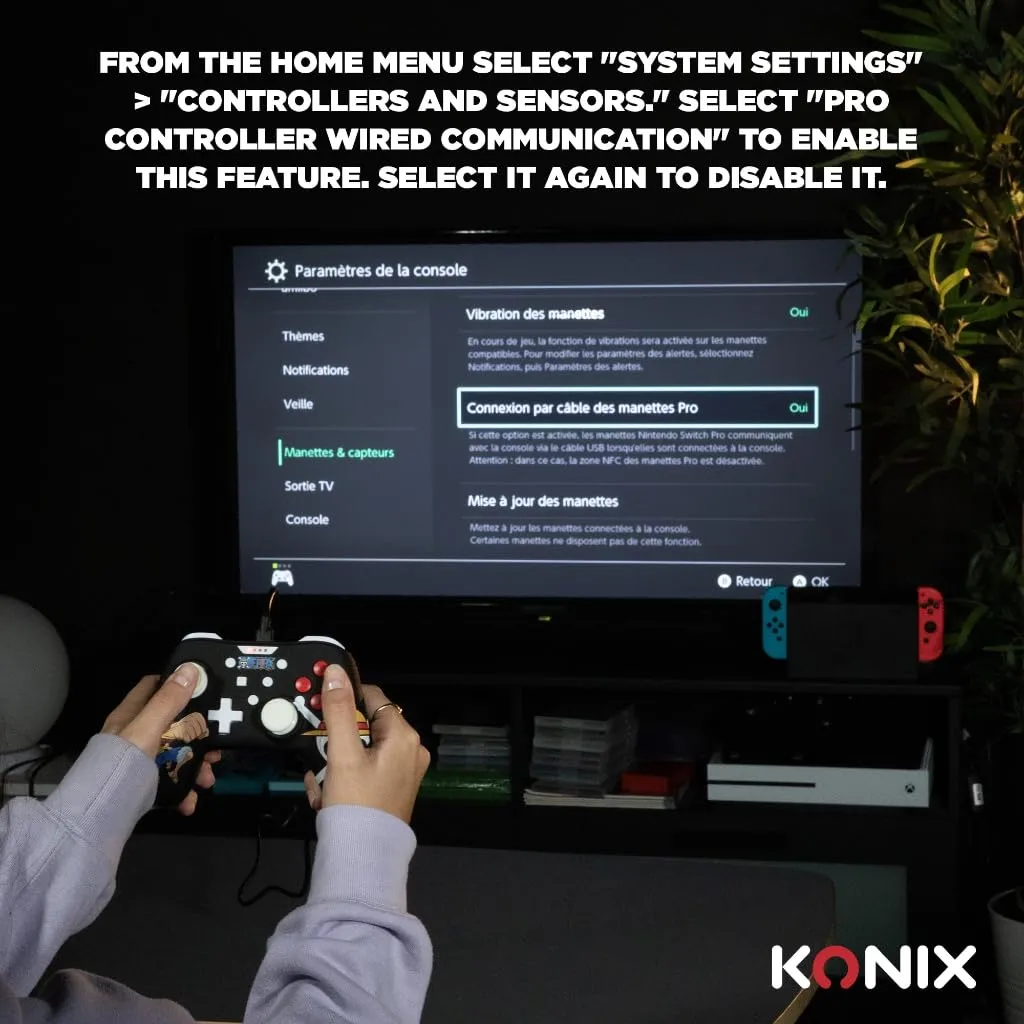 Konix Controller Cablato One Piece Luffy per Nintendo Switch, Switch OLED e PC, Nero - immagine 3