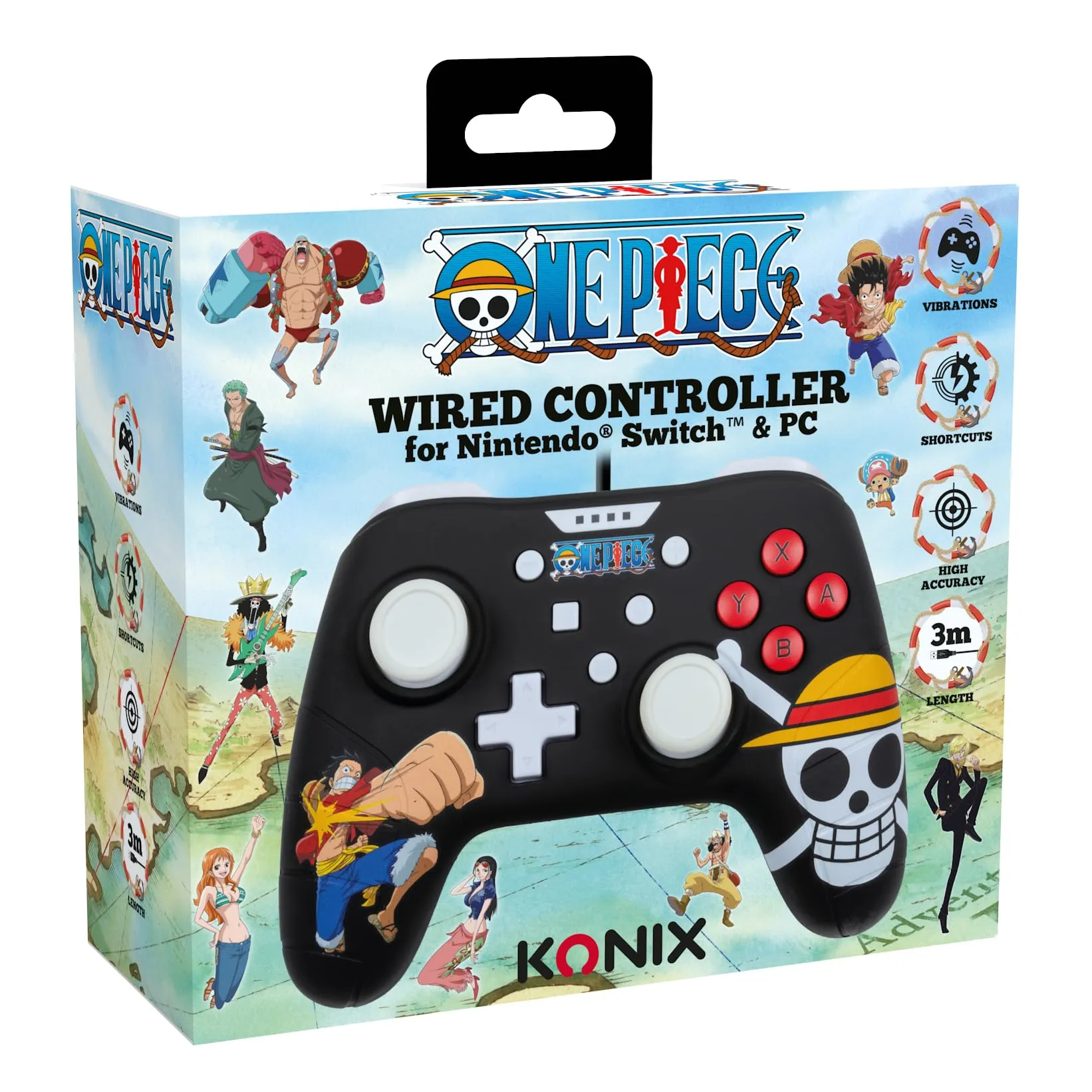 Konix Controller Cablato One Piece Luffy per Nintendo Switch, Switch OLED e PC, Nero - immagine 5