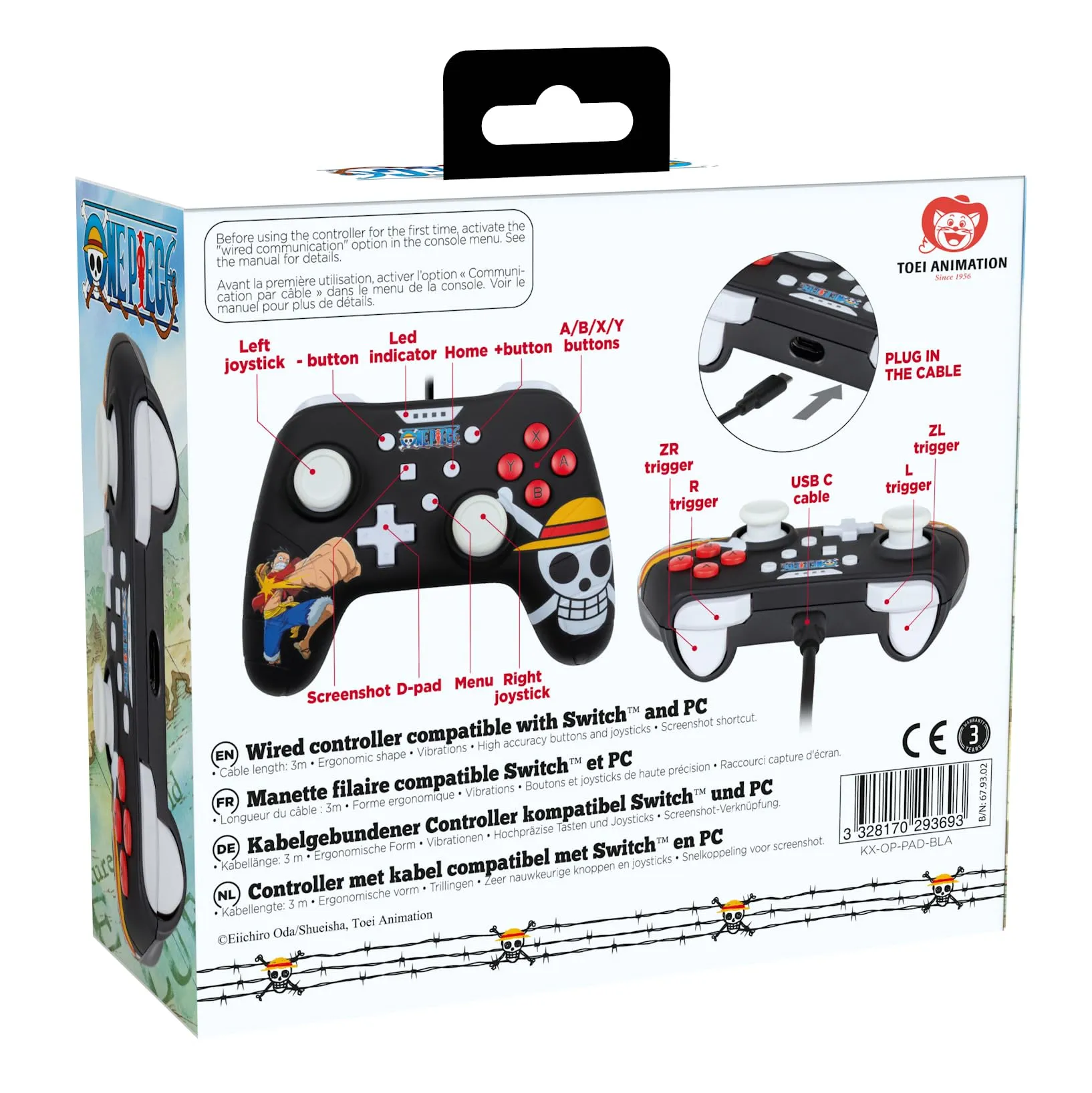 Konix Controller Cablato One Piece Luffy per Nintendo Switch, Switch OLED e PC, Nero - immagine 6