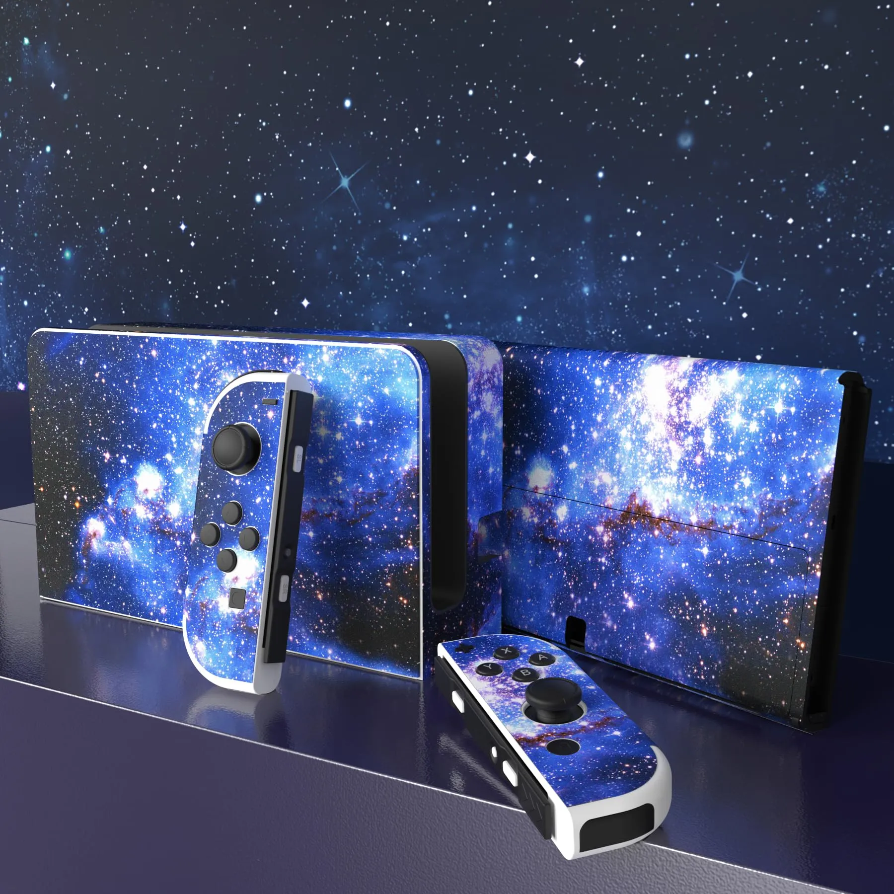 playvital Adesivo per Nintendo Switch OLED, Galassia Blu - immagine 3