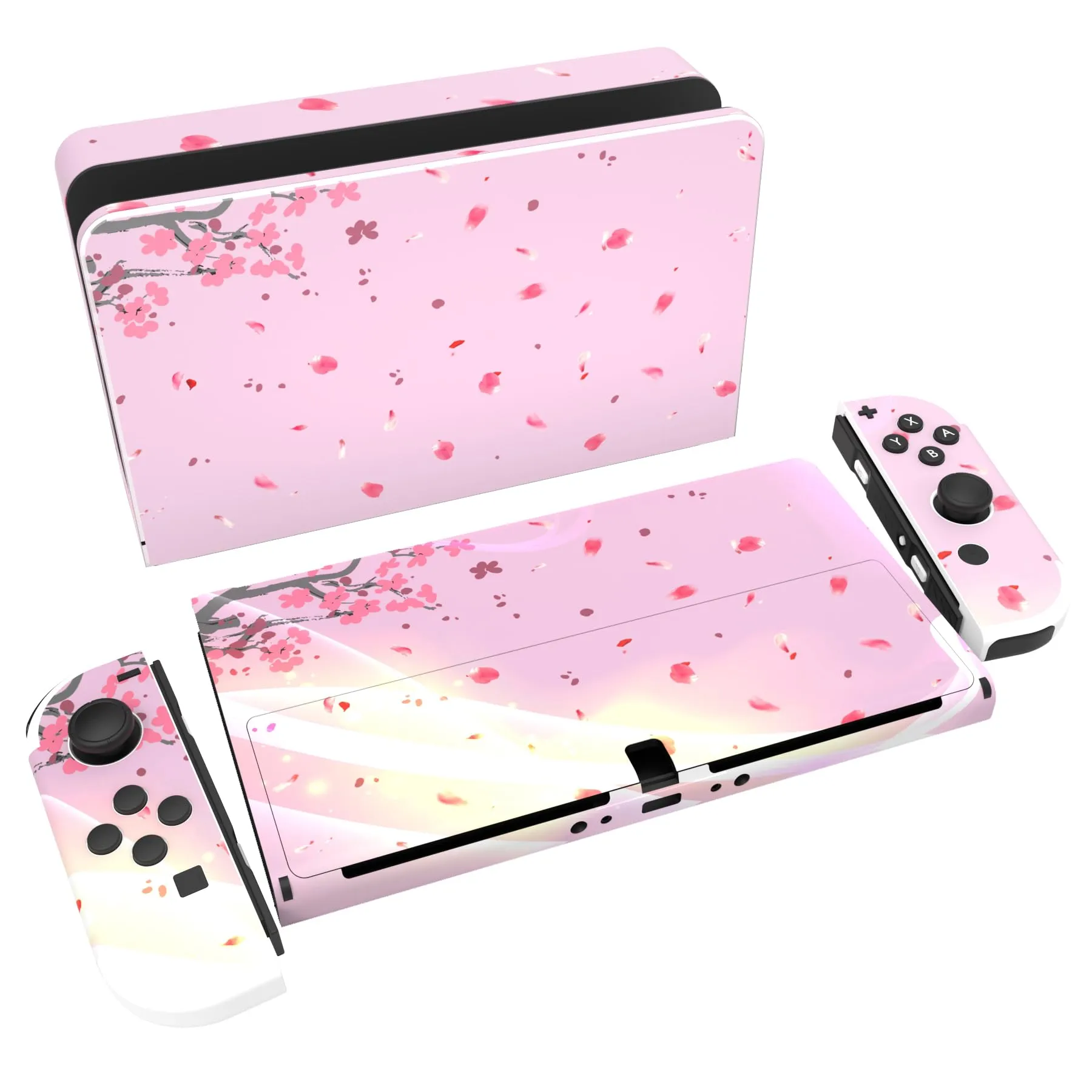 playvital Adesivo per Nintendo Switch OLED, Fiore Rosa - immagine 1