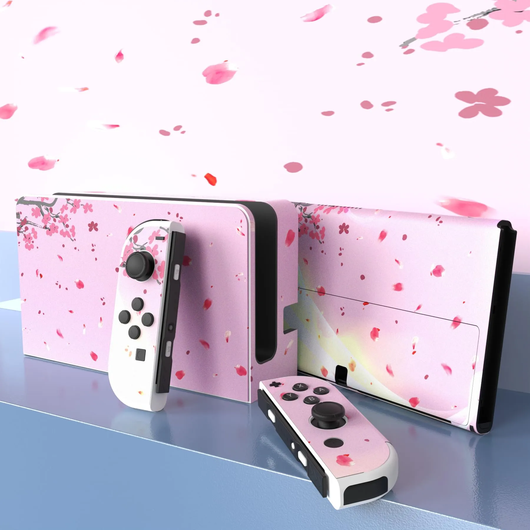playvital Adesivo per Nintendo Switch OLED, Fiore Rosa - immagine 3