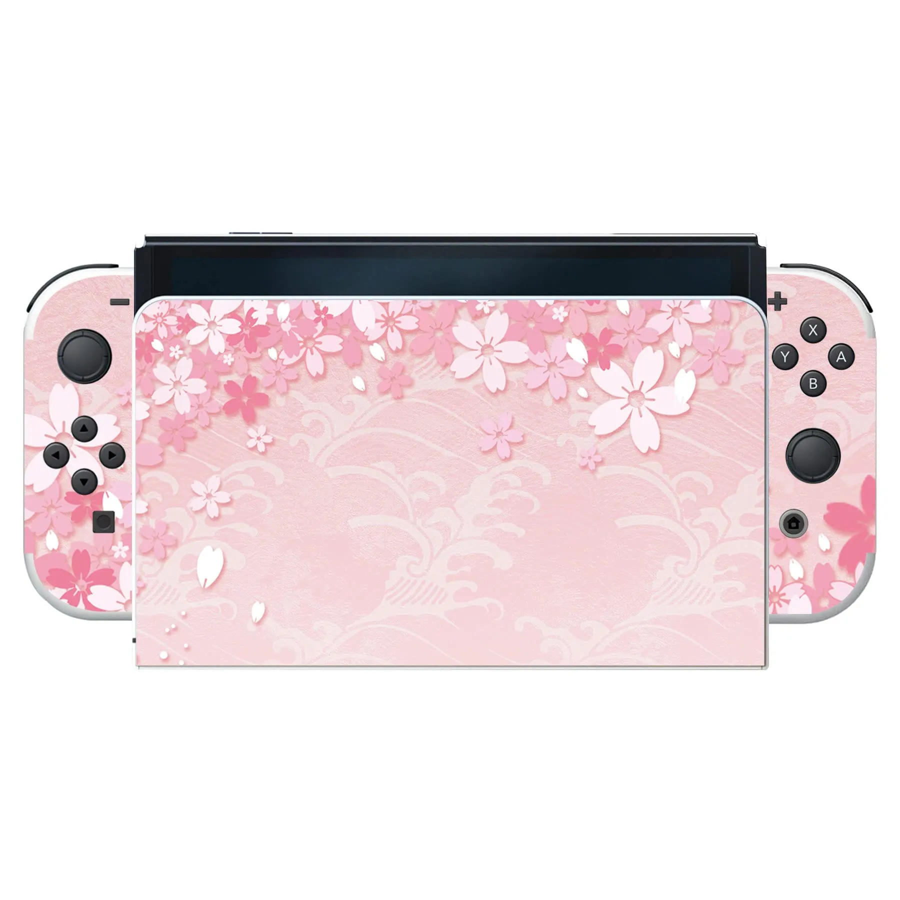 playvital Adesivo per Nintendo Switch OLED, Petali di Fiori Rosa - immagine 8