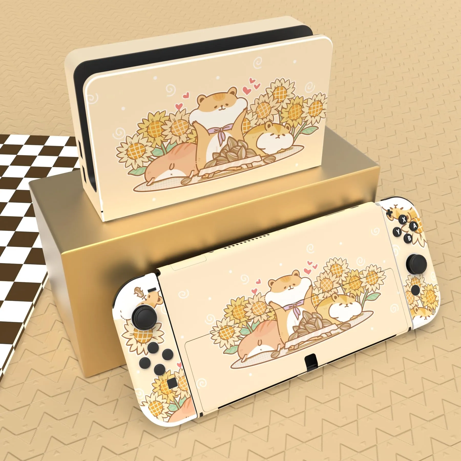 playvital Adesivo per Nintendo Switch OLED, Criceto e Girasole - immagine 2