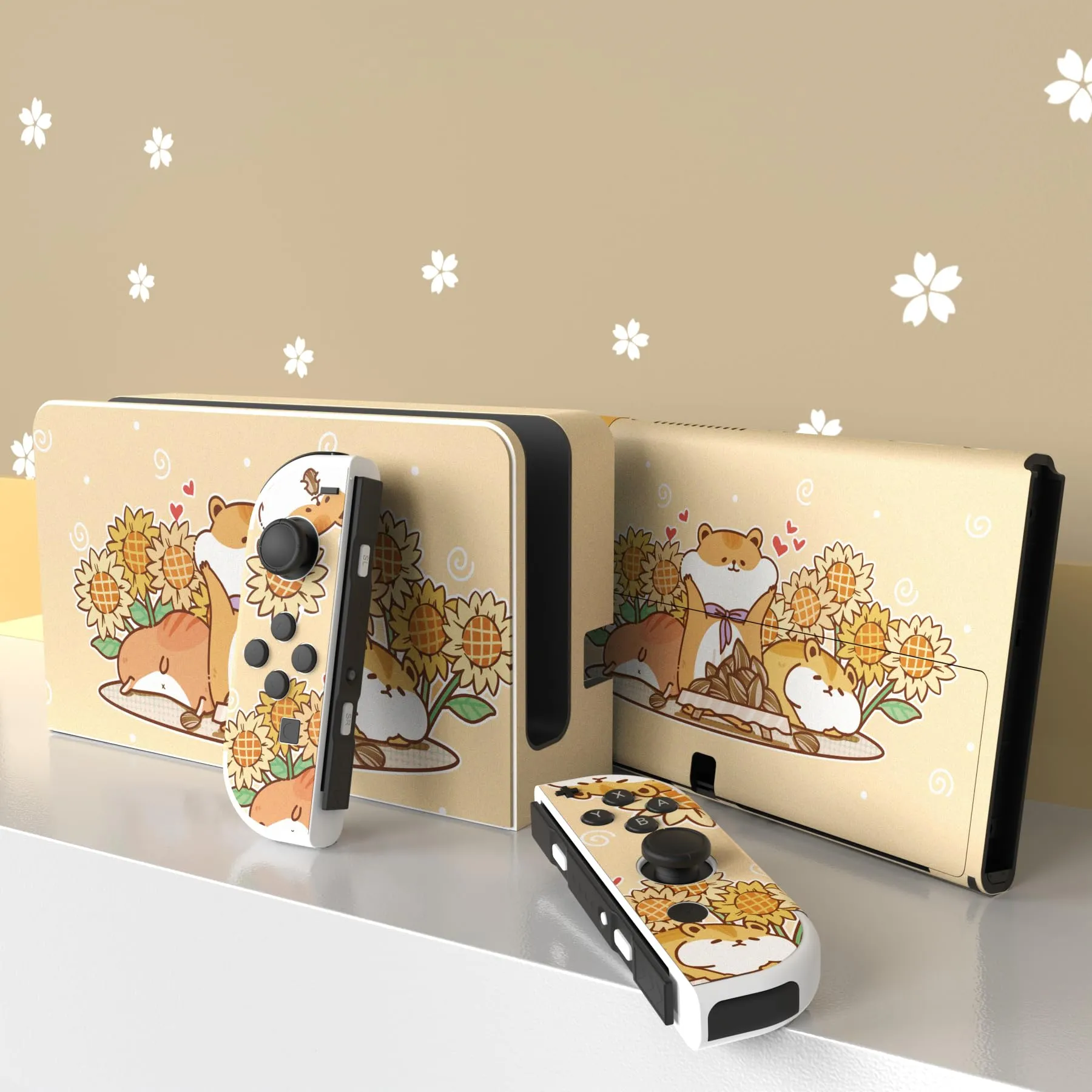 playvital Adesivo per Nintendo Switch OLED, Criceto e Girasole - immagine 3