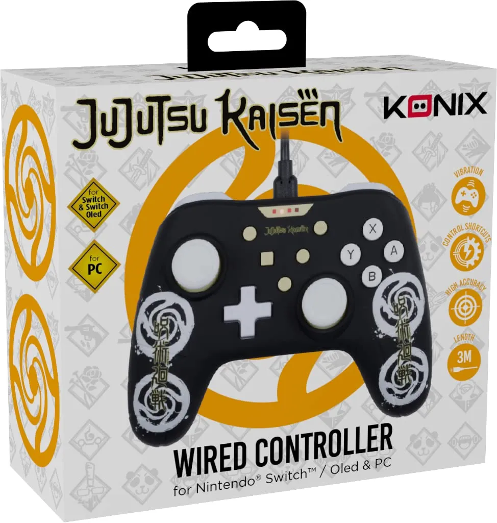 Konix Jujutsu Kaisen Controller per Nintendo Switch e PC, Cavo 3m, Nero - immagine 5