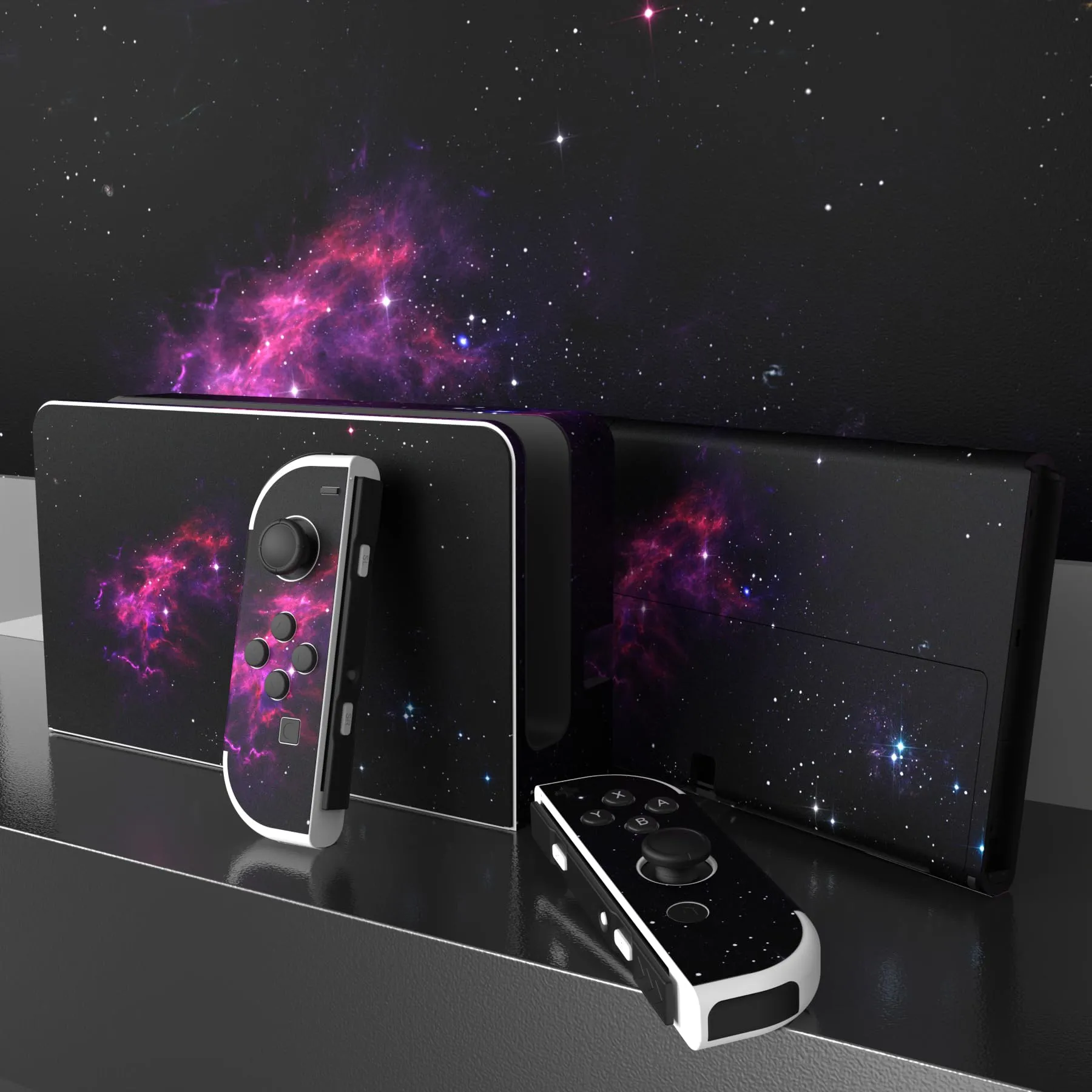 playvital Adesivo per Nintendo Switch OLED, Nebulosa Viola - immagine 3