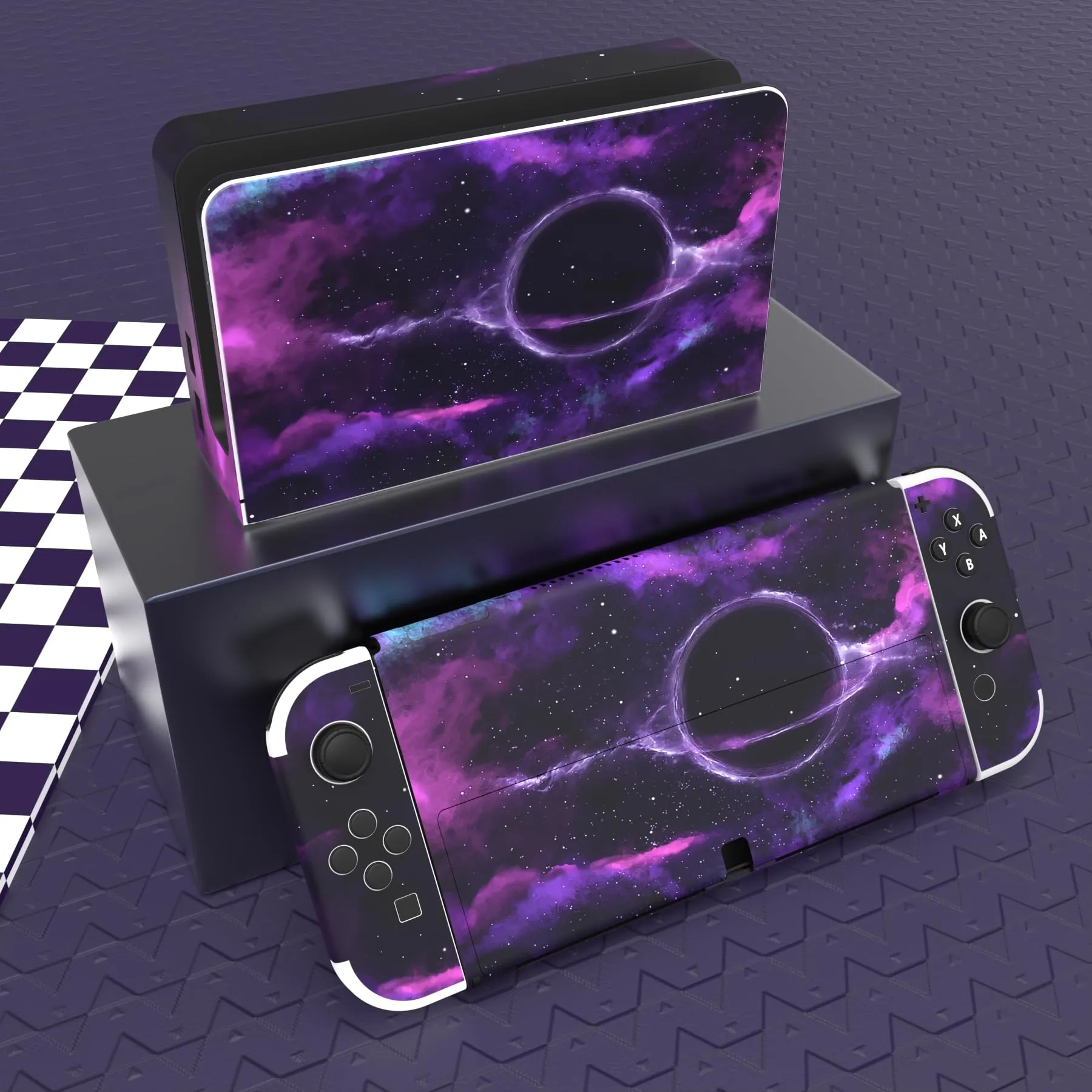 playvital Adesivo per Nintendo Switch OLED, Spazio Profondo Viola - immagine 2