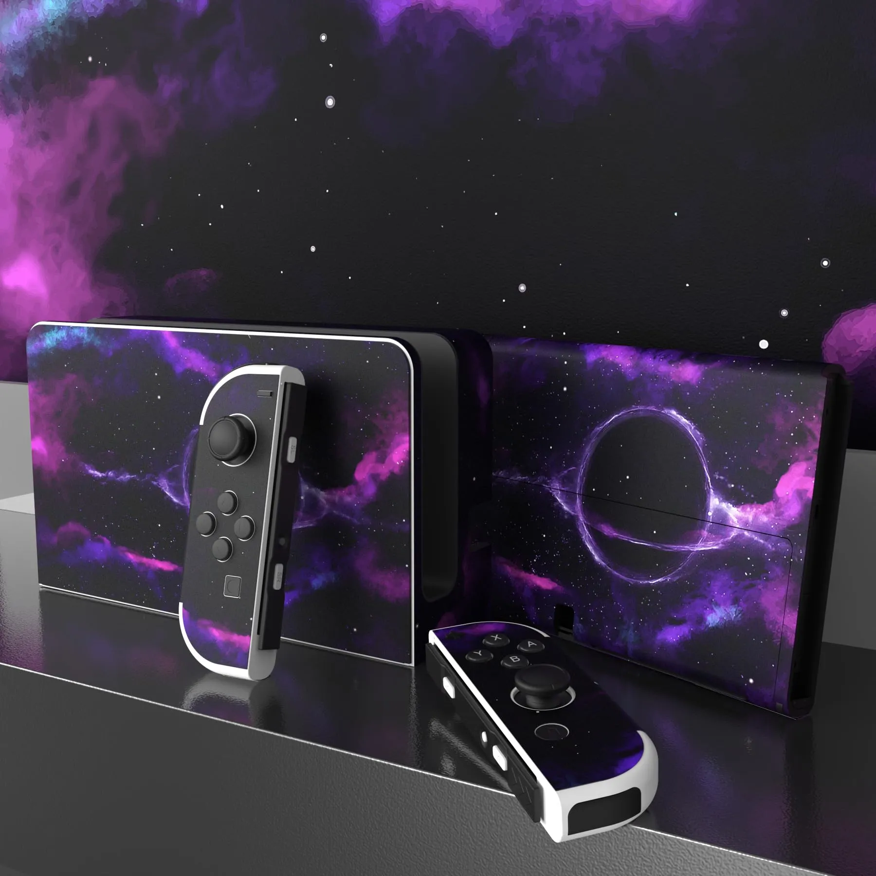 playvital Adesivo per Nintendo Switch OLED, Spazio Profondo Viola - immagine 3