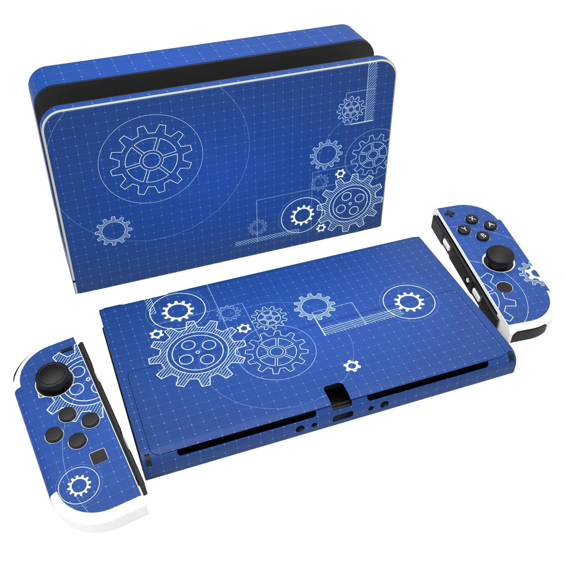 playvital Adesivo per Nintendo Switch OLED, Schizzo Dinamico Blu - immagine 1