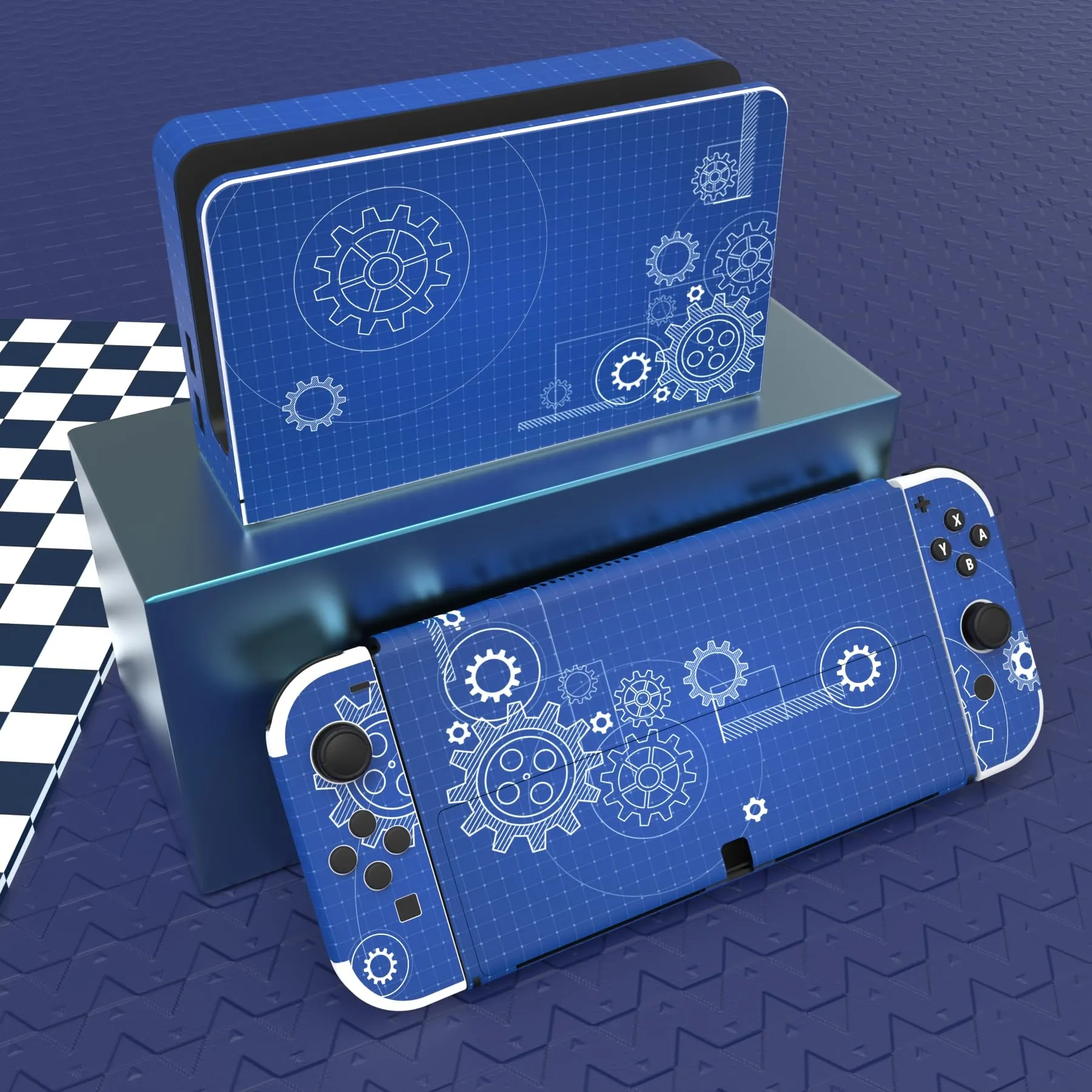 playvital Adesivo per Nintendo Switch OLED, Schizzo Dinamico Blu - immagine 2