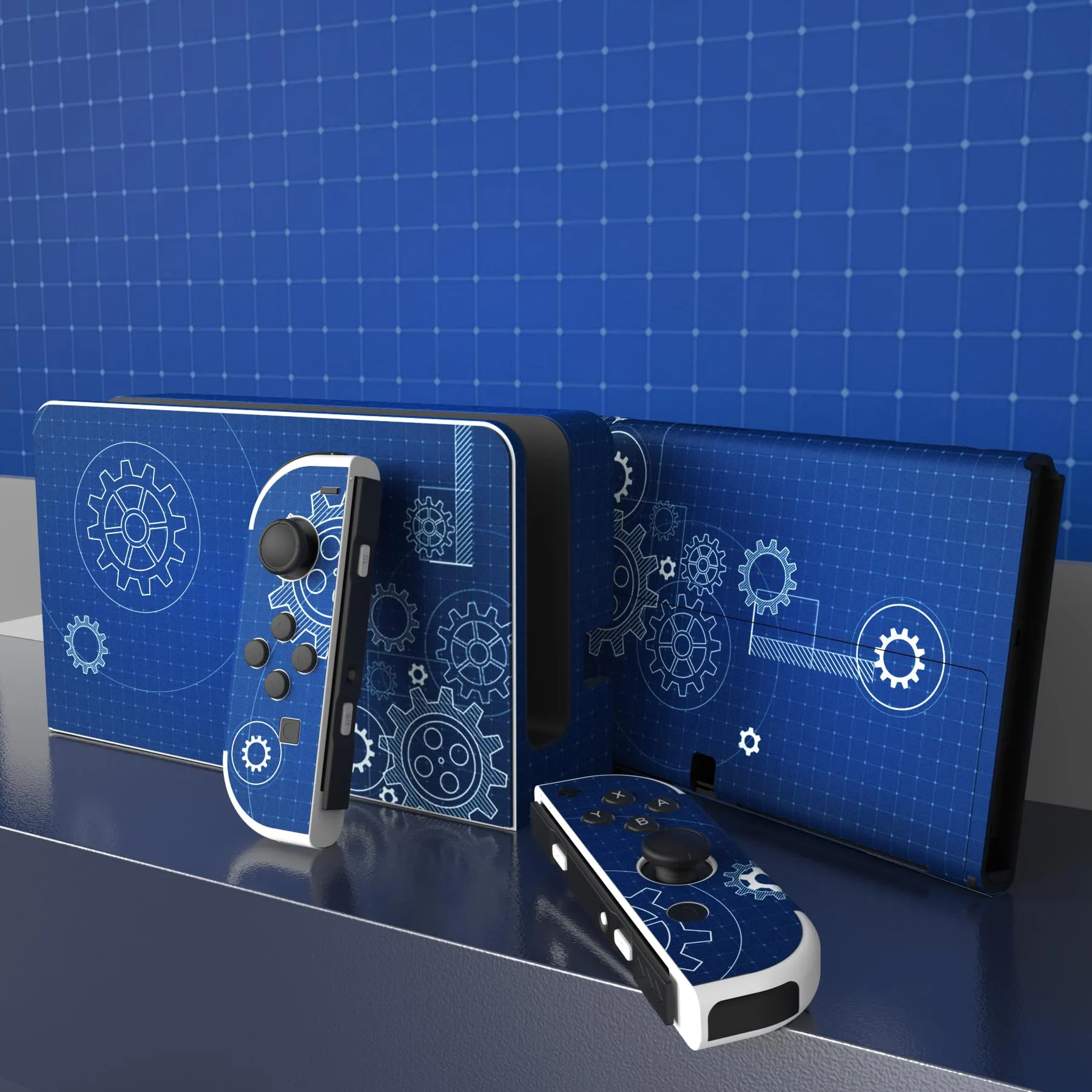 playvital Adesivo per Nintendo Switch OLED, Schizzo Dinamico Blu - immagine 3