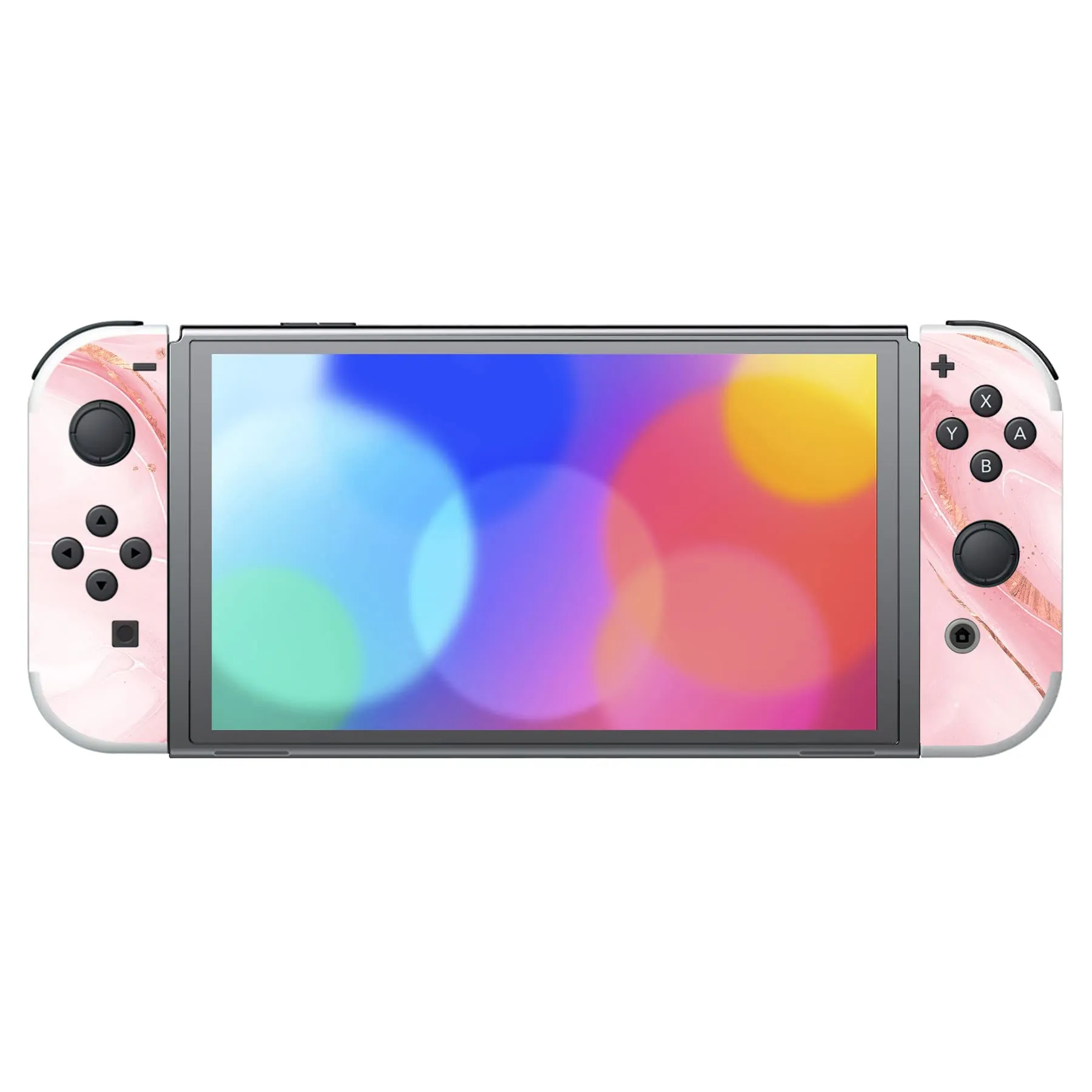 playvital Adesivo per Nintendo Switch OLED, Marmo Oro Rosa - immagine 4