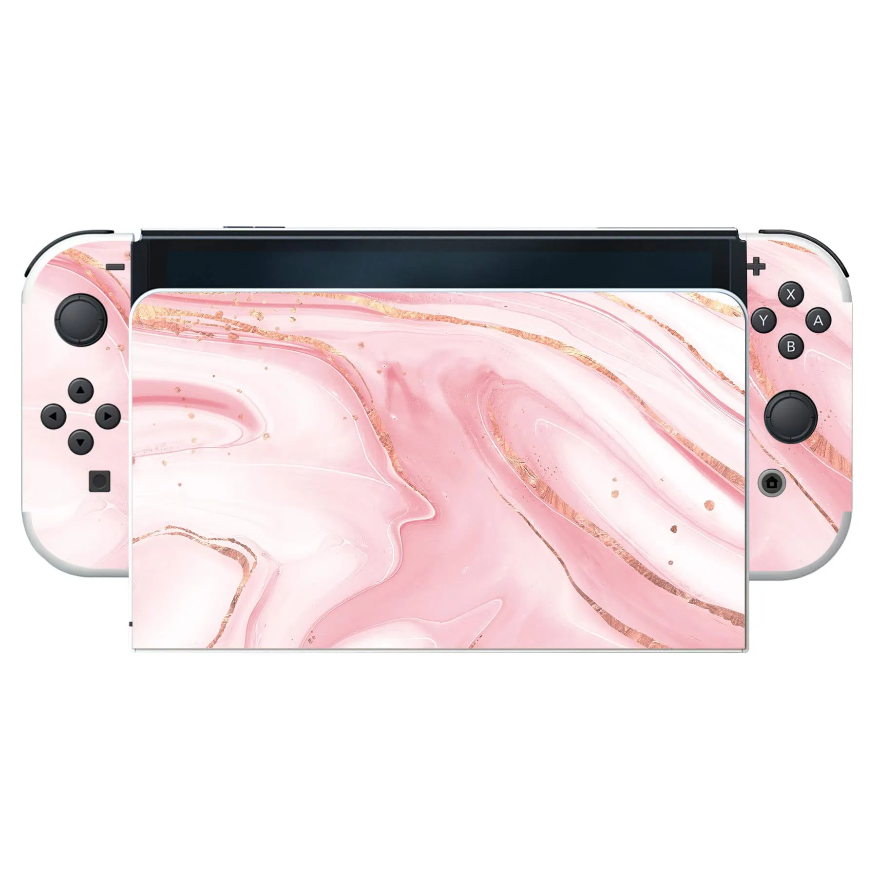 playvital Adesivo per Nintendo Switch OLED, Marmo Oro Rosa - immagine 7