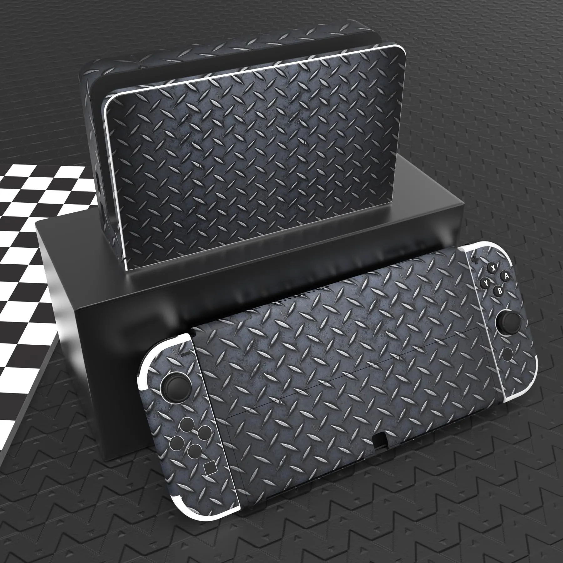 playvital Adesivo per Nintendo Switch OLED, Struttura Metallica Diamante - immagine 2