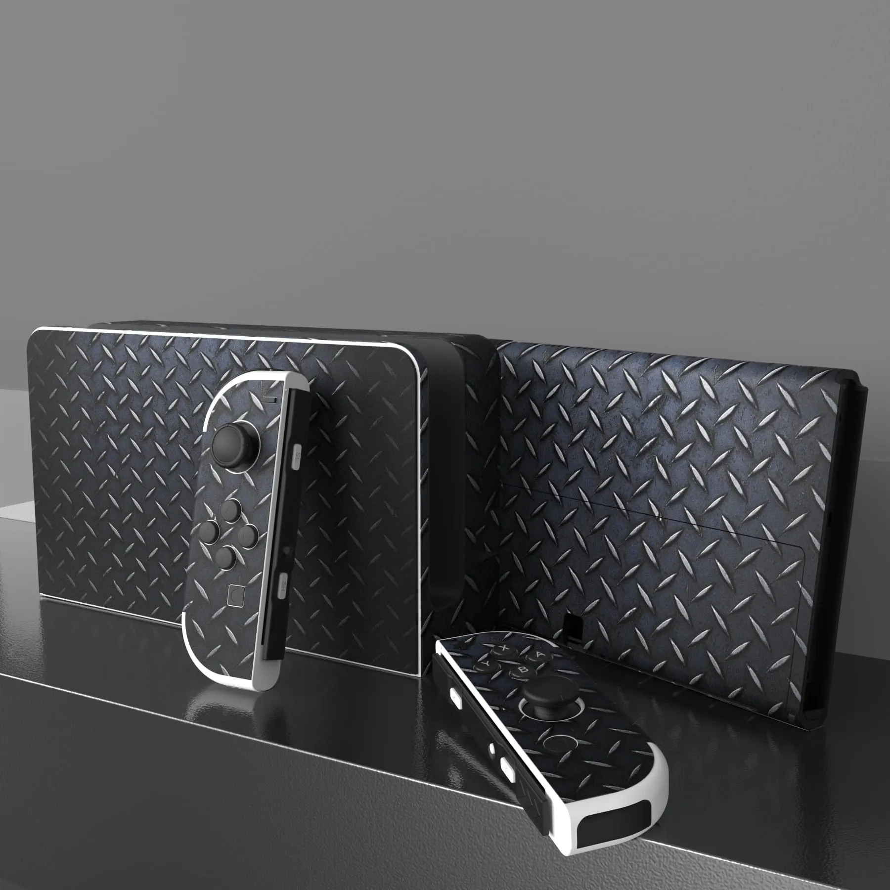 playvital Adesivo per Nintendo Switch OLED, Struttura Metallica Diamante - immagine 3