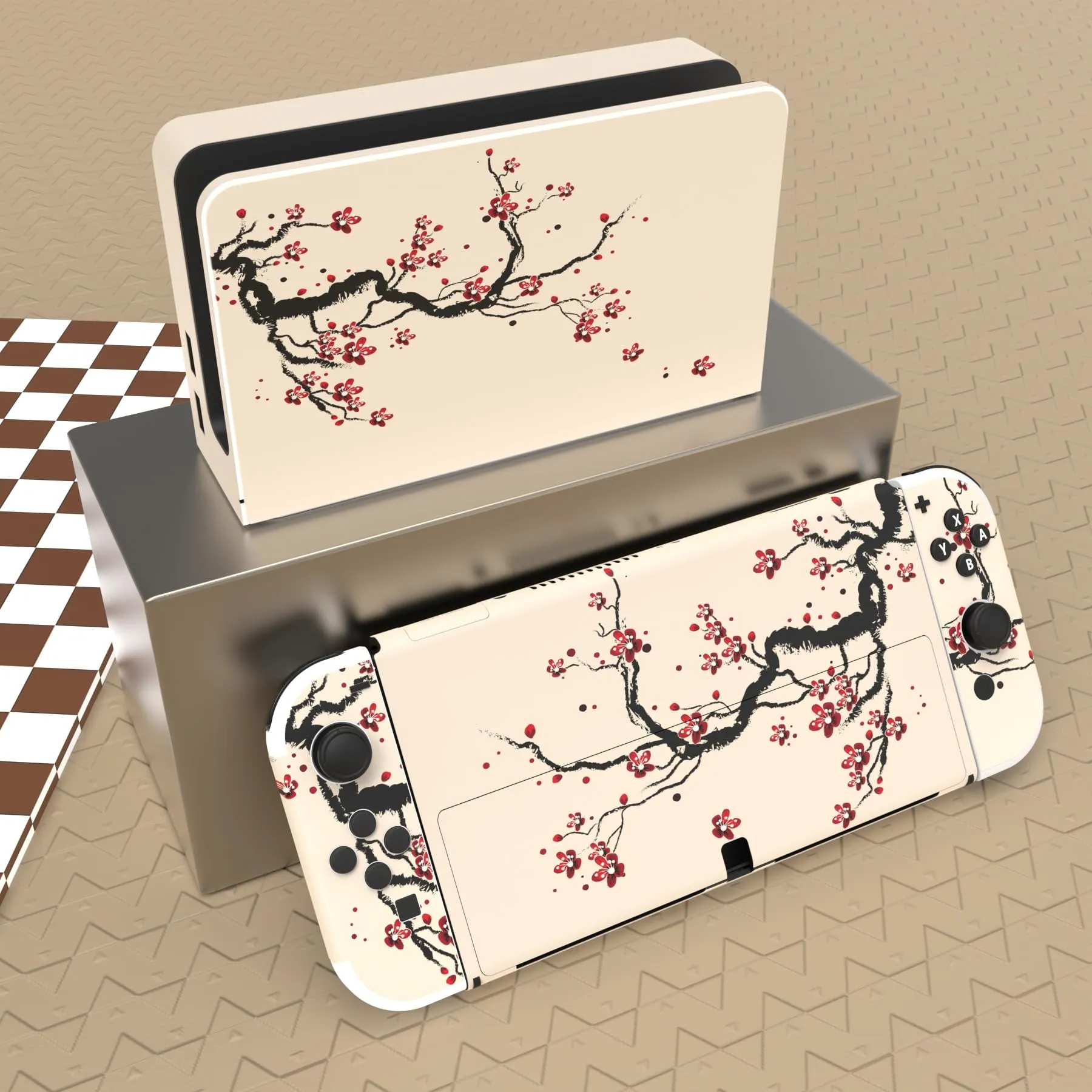playvital Adesivo per Nintendo Switch OLED, Fiori di Prugna - immagine 2