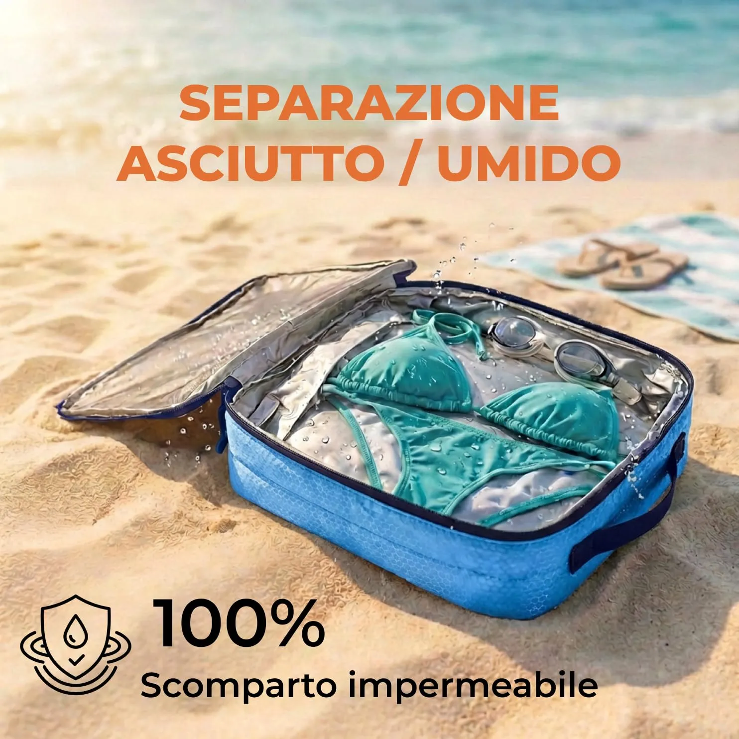 LOONARA Travel Sacchetti compressibili per valigie e zaini, set 4 pezzi (Azzurro Mariner - Blu) - immagine 4