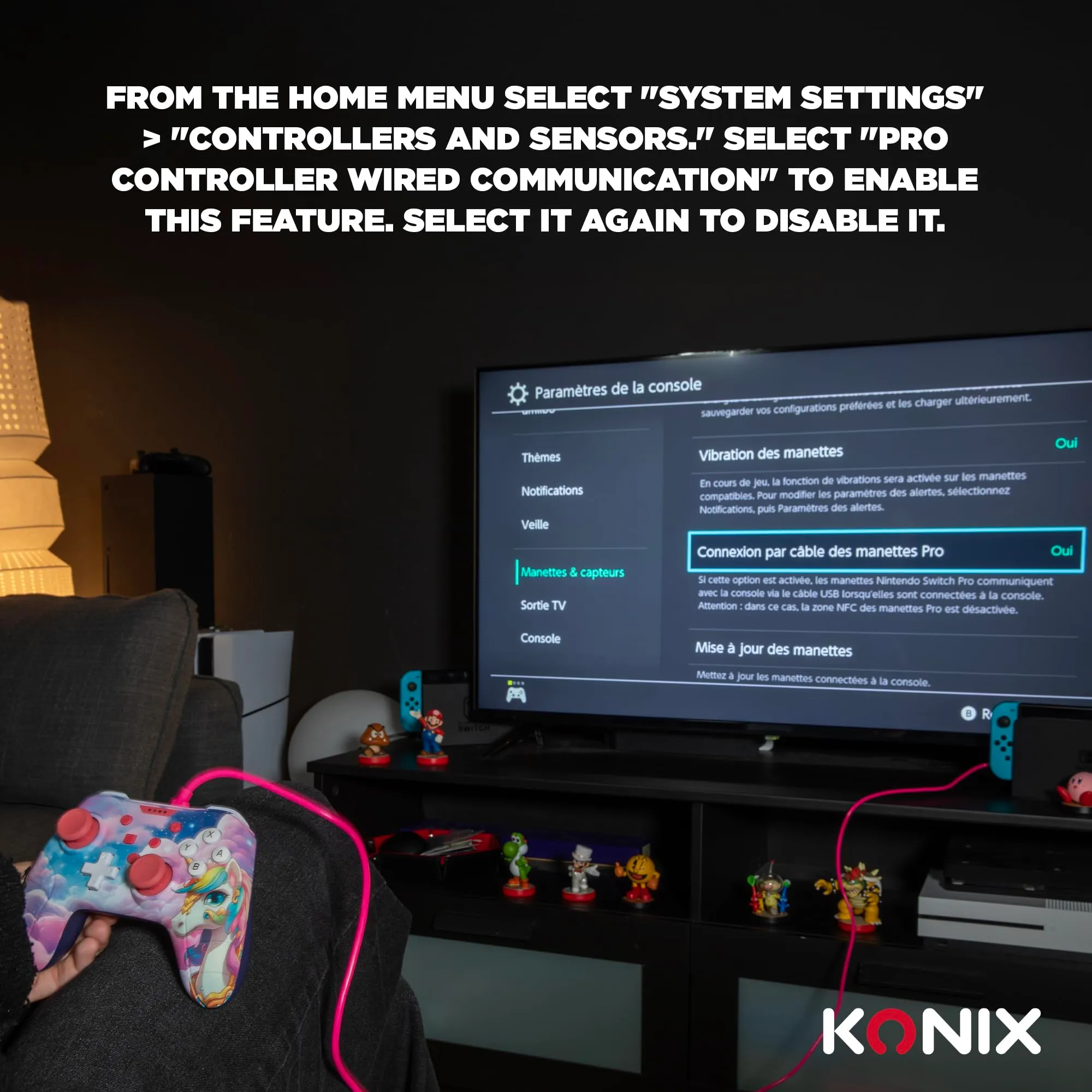 Konix Controller con cavo per Nintendo Switch, Switch 2 e PC, Fantasia Be Dreamy unicorno - immagine 5