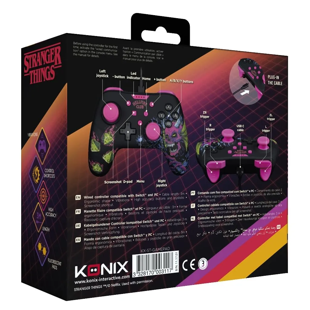 Konix Stranger Things Controller per Nintendo Switch e PC, Nero e Rosa - immagine 7