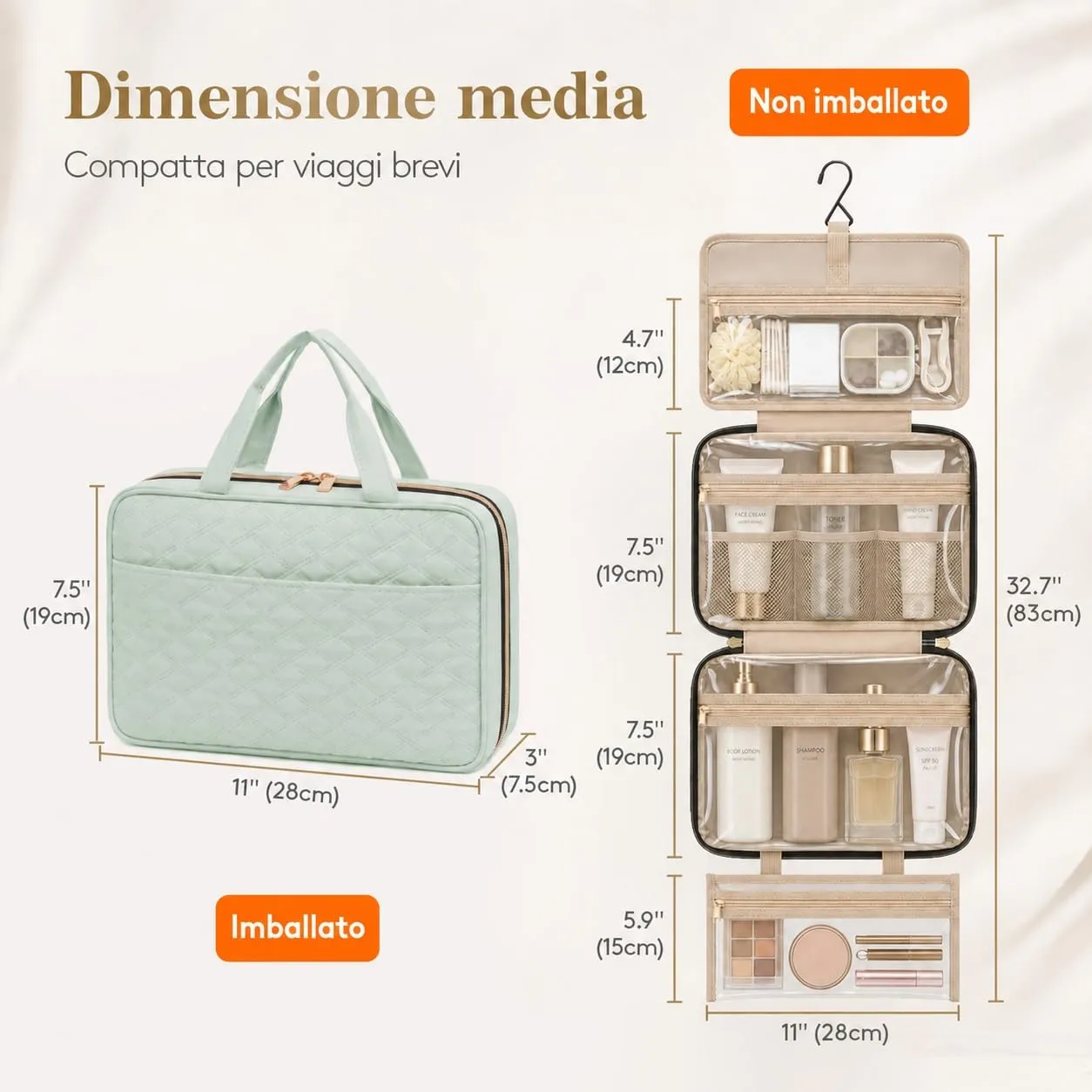 Lifewit Beauty Case da Viaggio, Trousse Trucchi Portatile, M/L - immagine 4
