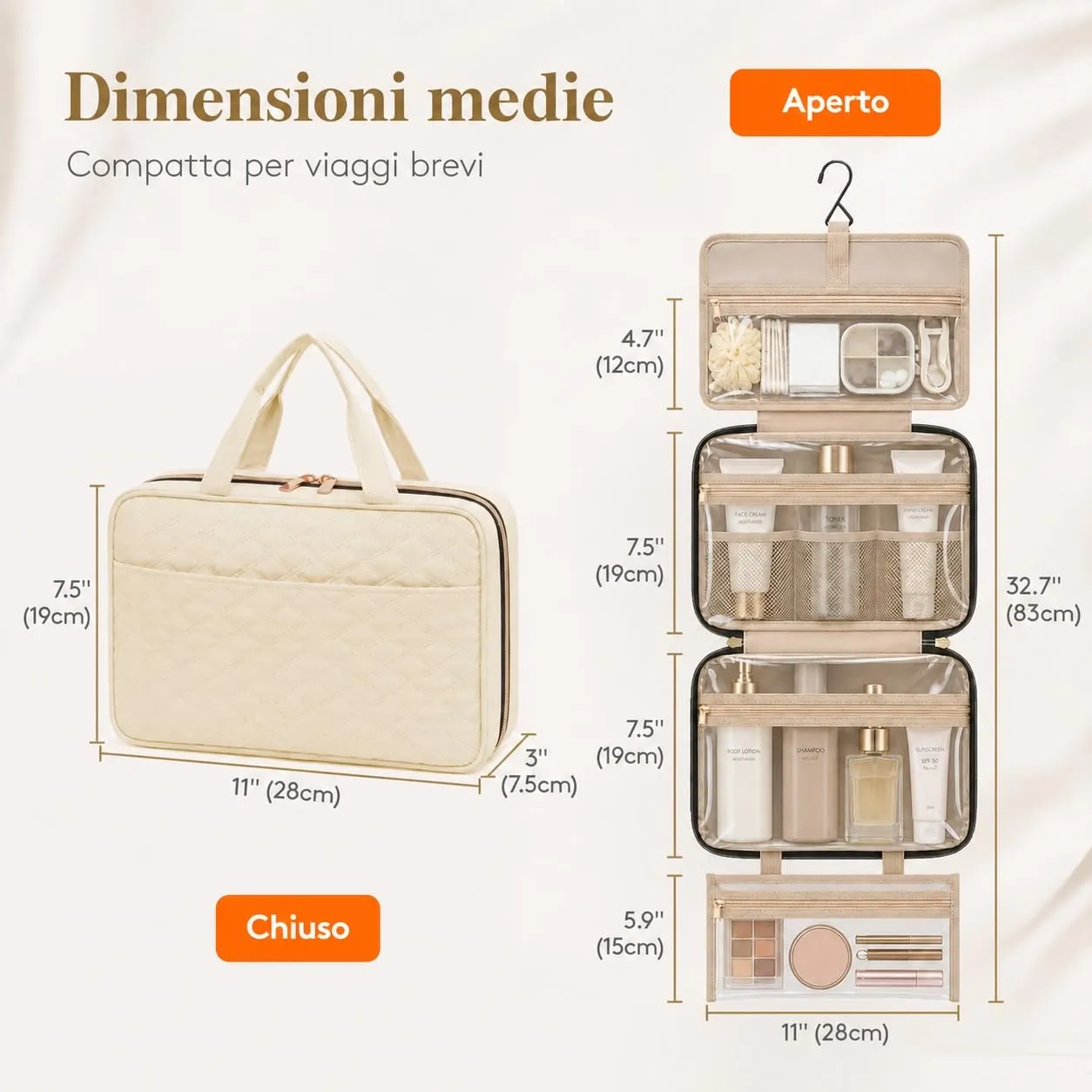 Lifewit Beauty Case da Viaggio, Trousse Trucchi Portatile, M/L - immagine 4