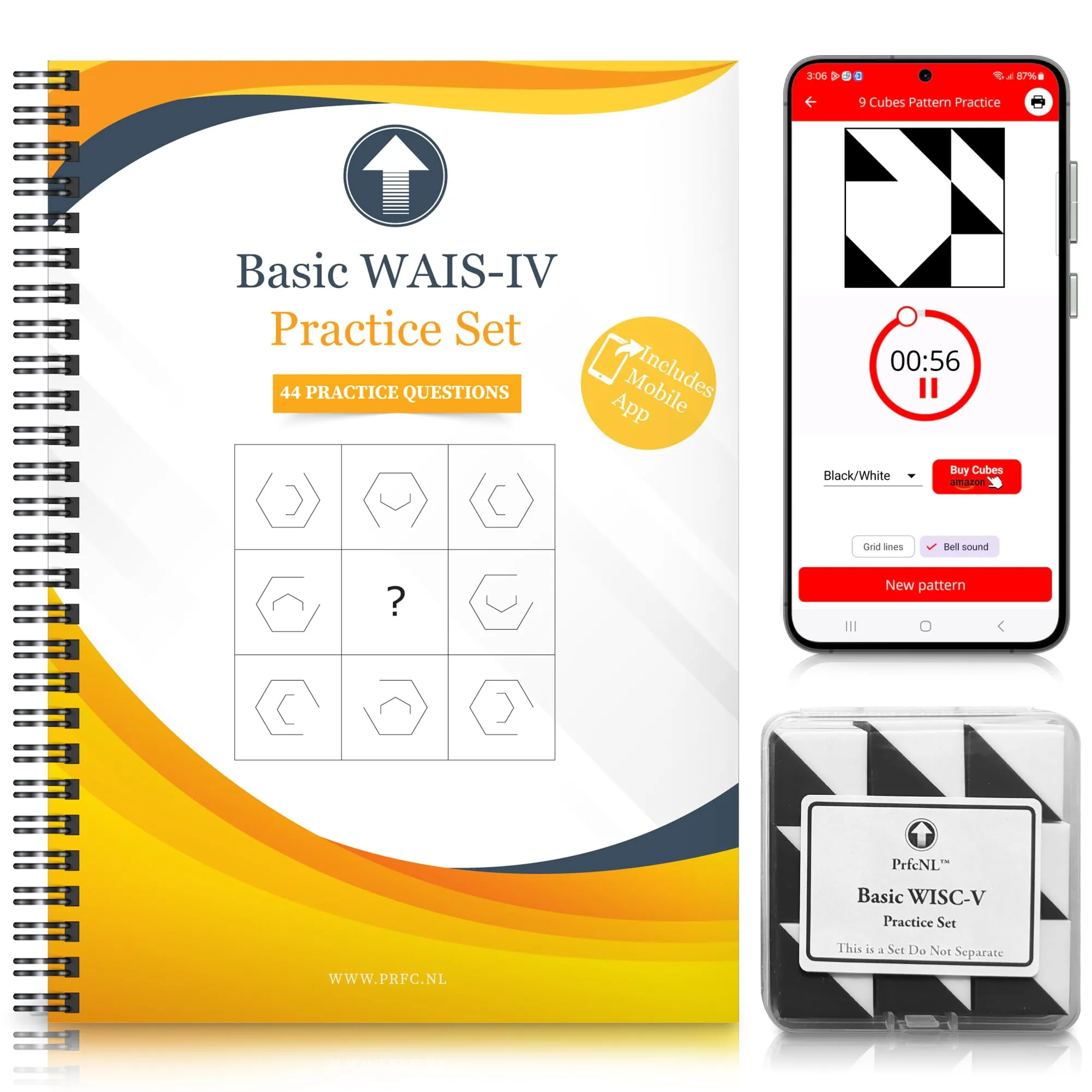 Prfc.NL Set di esercizi di valutazione cognitiva per QI non verbale e ragionamento spaziale WAIS - Kit di valutazione del disegno a blocchi clinici - immagine 1