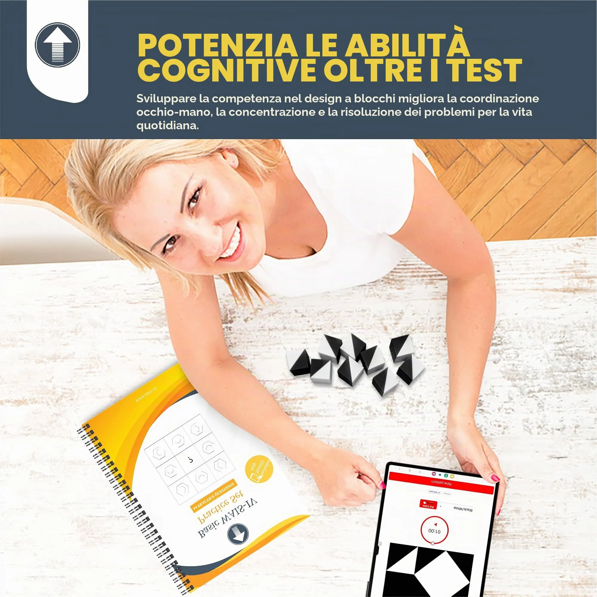 Prfc.NL Set di esercizi di valutazione cognitiva per QI non verbale e ragionamento spaziale WAIS - Kit di valutazione del disegno a blocchi clinici - immagine 3