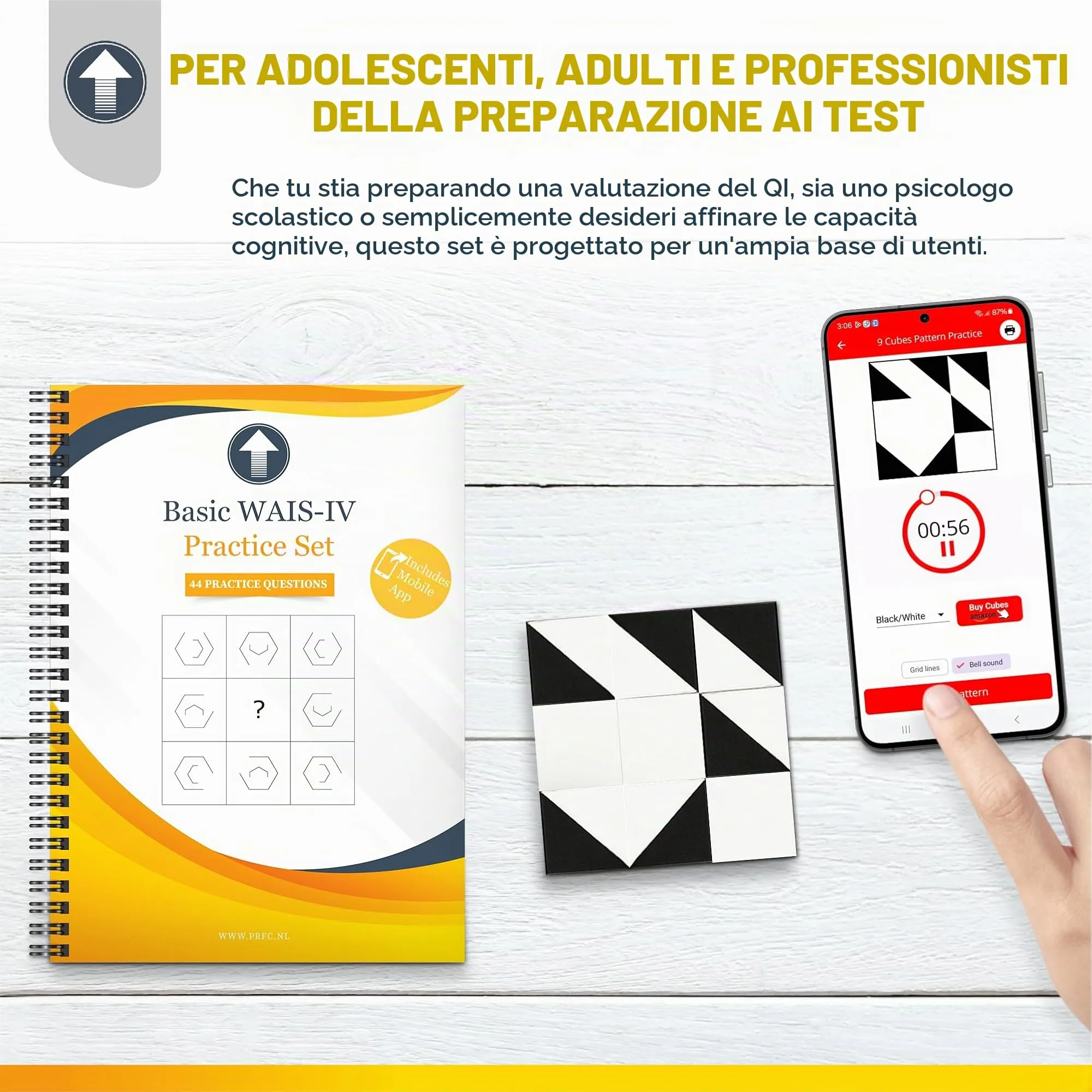 Prfc.NL Set di esercizi di valutazione cognitiva per QI non verbale e ragionamento spaziale WAIS - Kit di valutazione del disegno a blocchi clinici - immagine 7