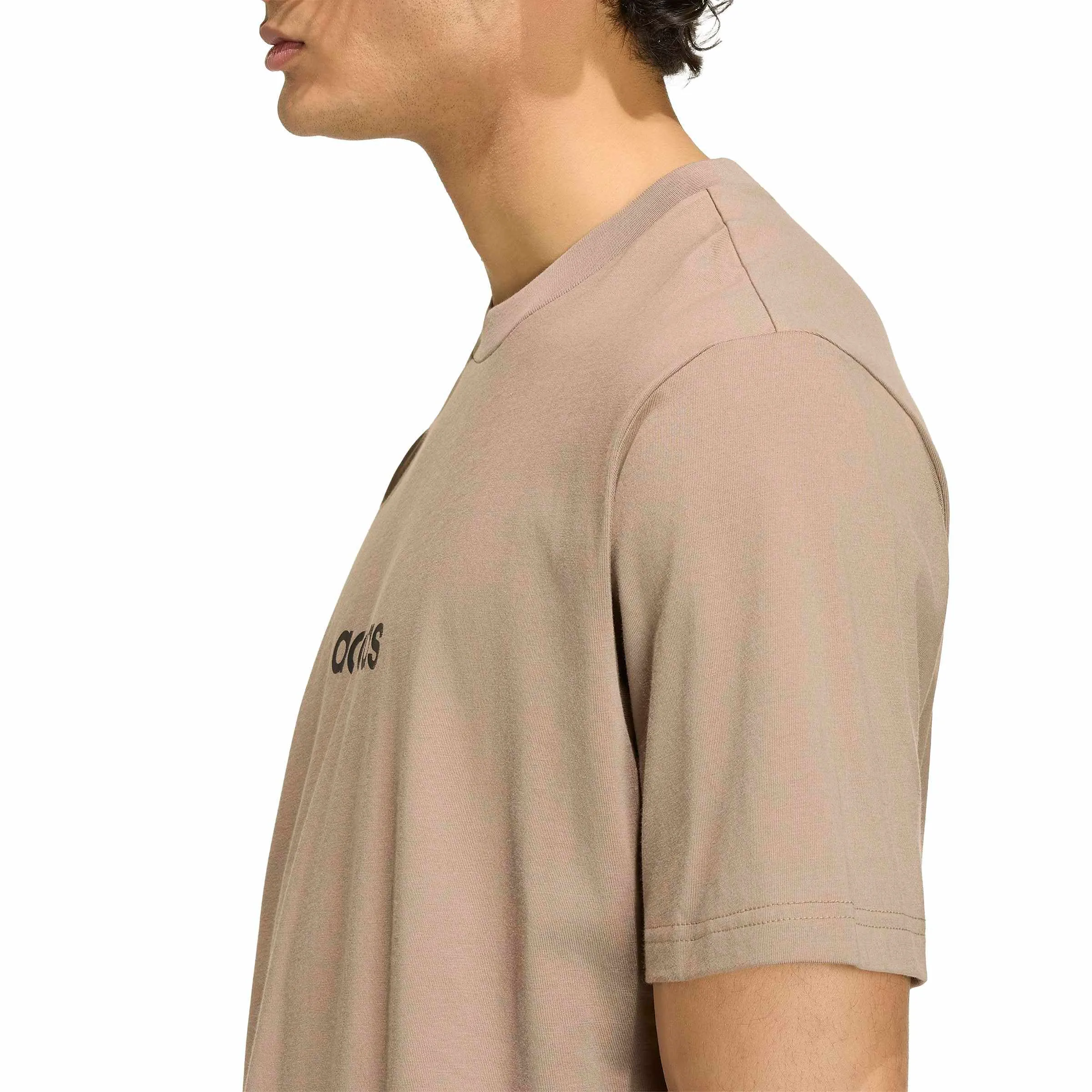 adidas Essentials Linear Single Jersey Shirt - Khaki Six/Black, L - immagine 5