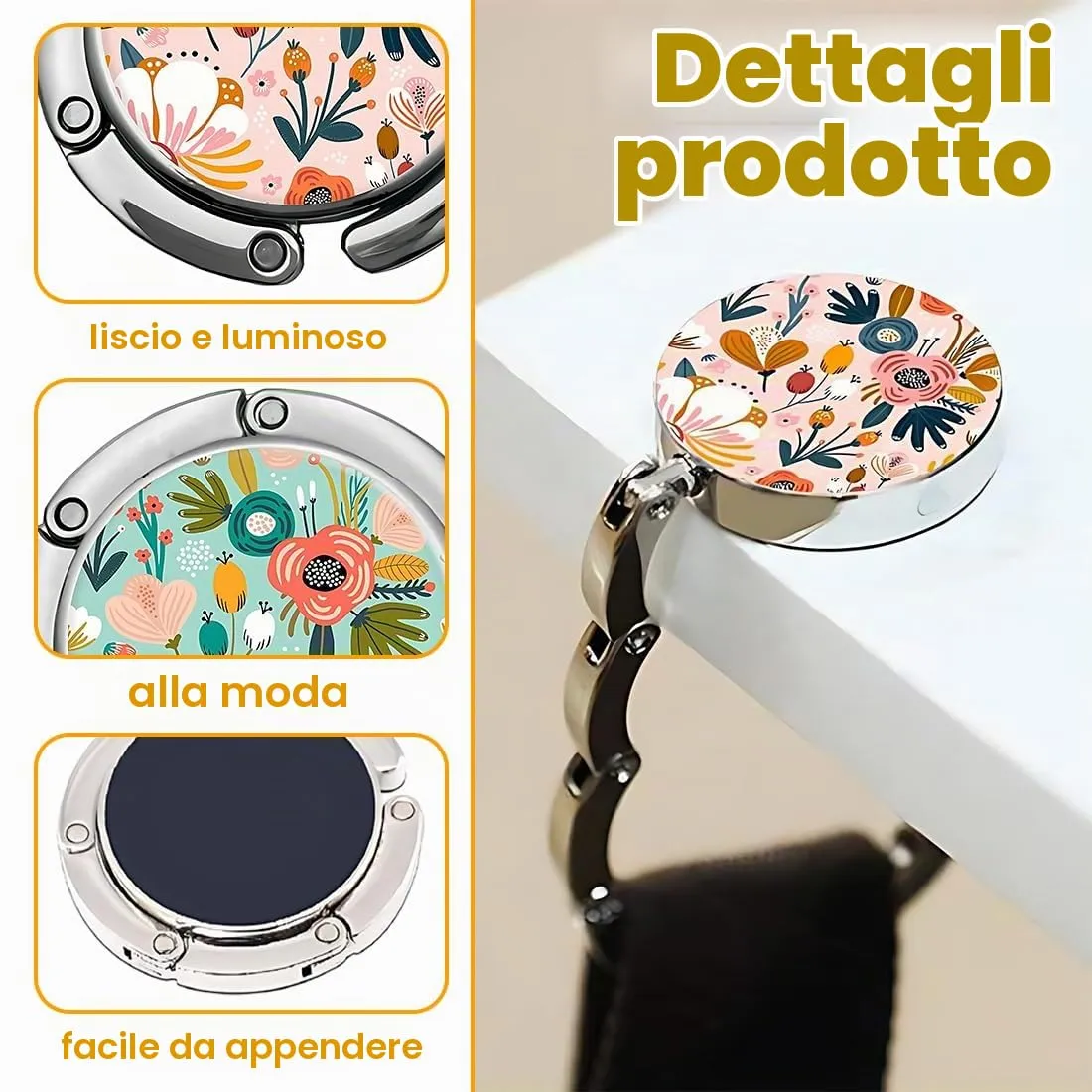 YAZWUR Gancio Borsa da Tavolo Antiscivolo, 3 Pezzi - immagine 3