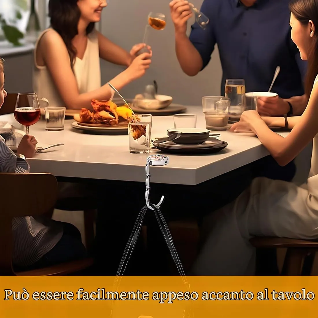 YAZWUR Gancio Borsa da Tavolo Antiscivolo, 3 Pezzi - immagine 6
