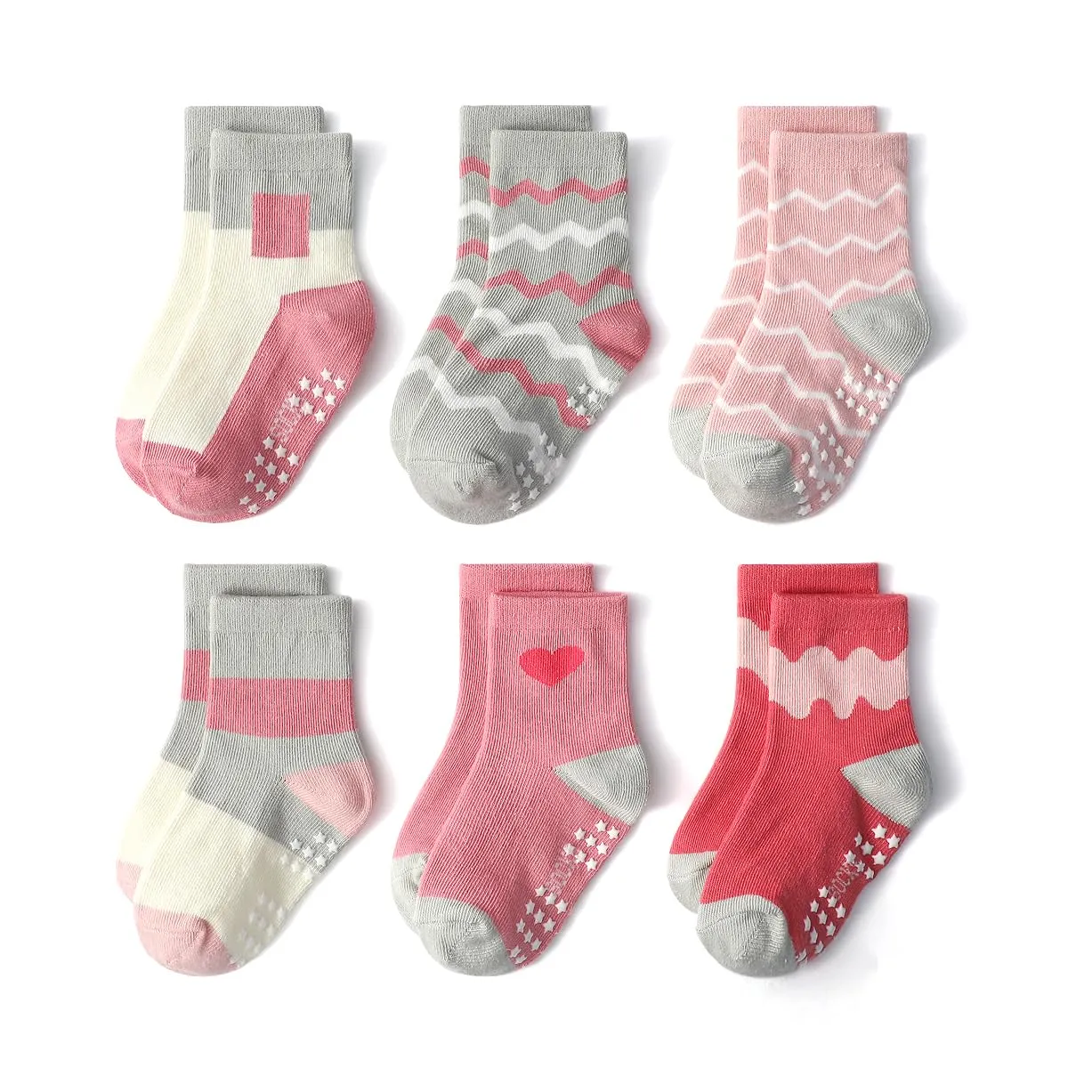HaimoBurg Calze Antiscivolo in Cotone Traspirante per Bambini 1-5 Anni, 12 Paia - immagine 5