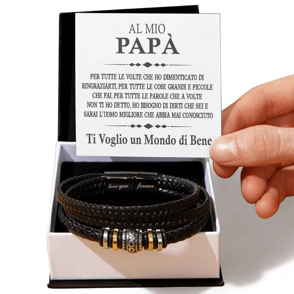 Bramart Bracciale Uomo in Pelle Intrecciata e Acciaio Inossidabile, 21 cm - immagine 3