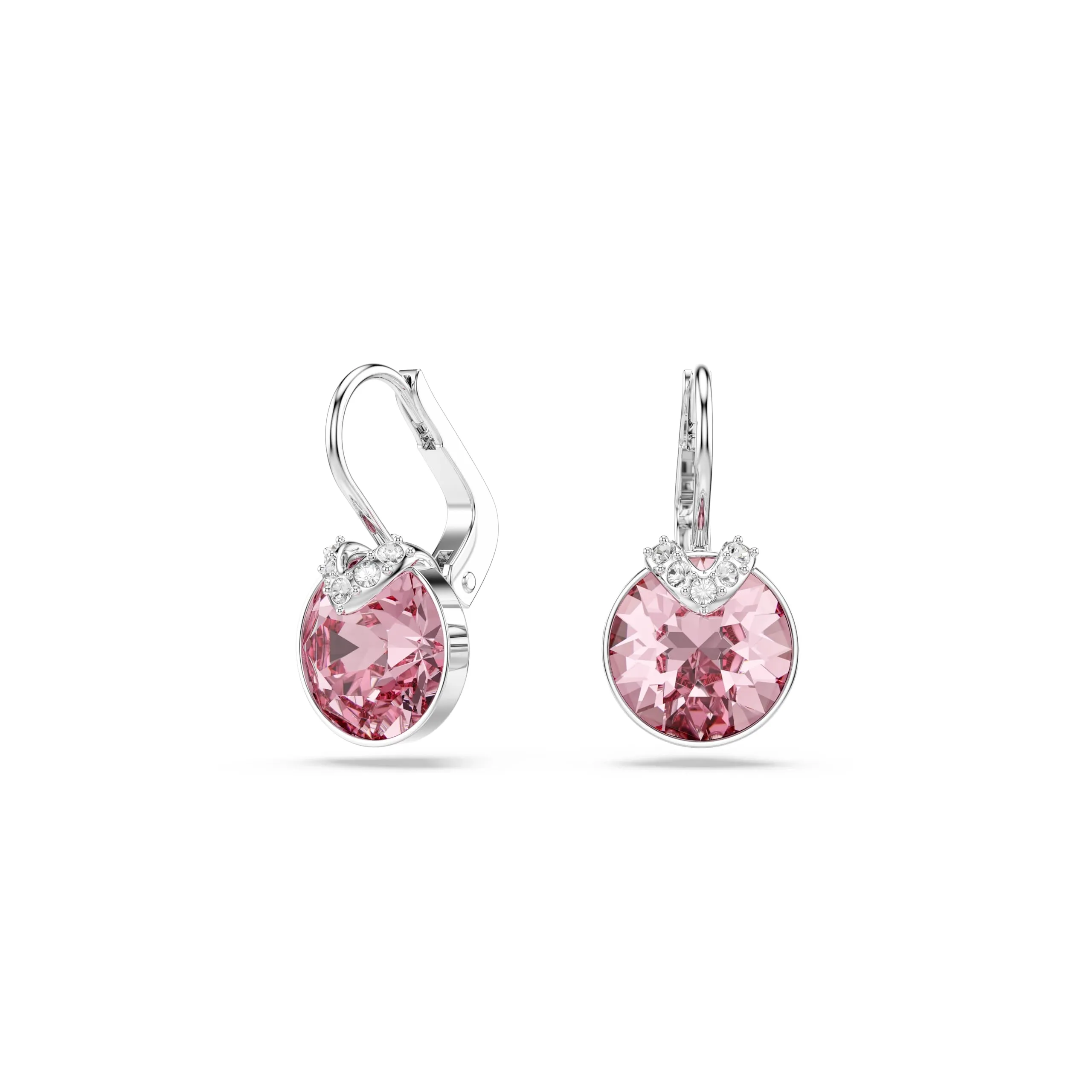 Swarovski Bella V Orecchini Pendenti con Cristalli Rosa, Taglio Round, Placcatura in Tonalità Rodio - immagine 1