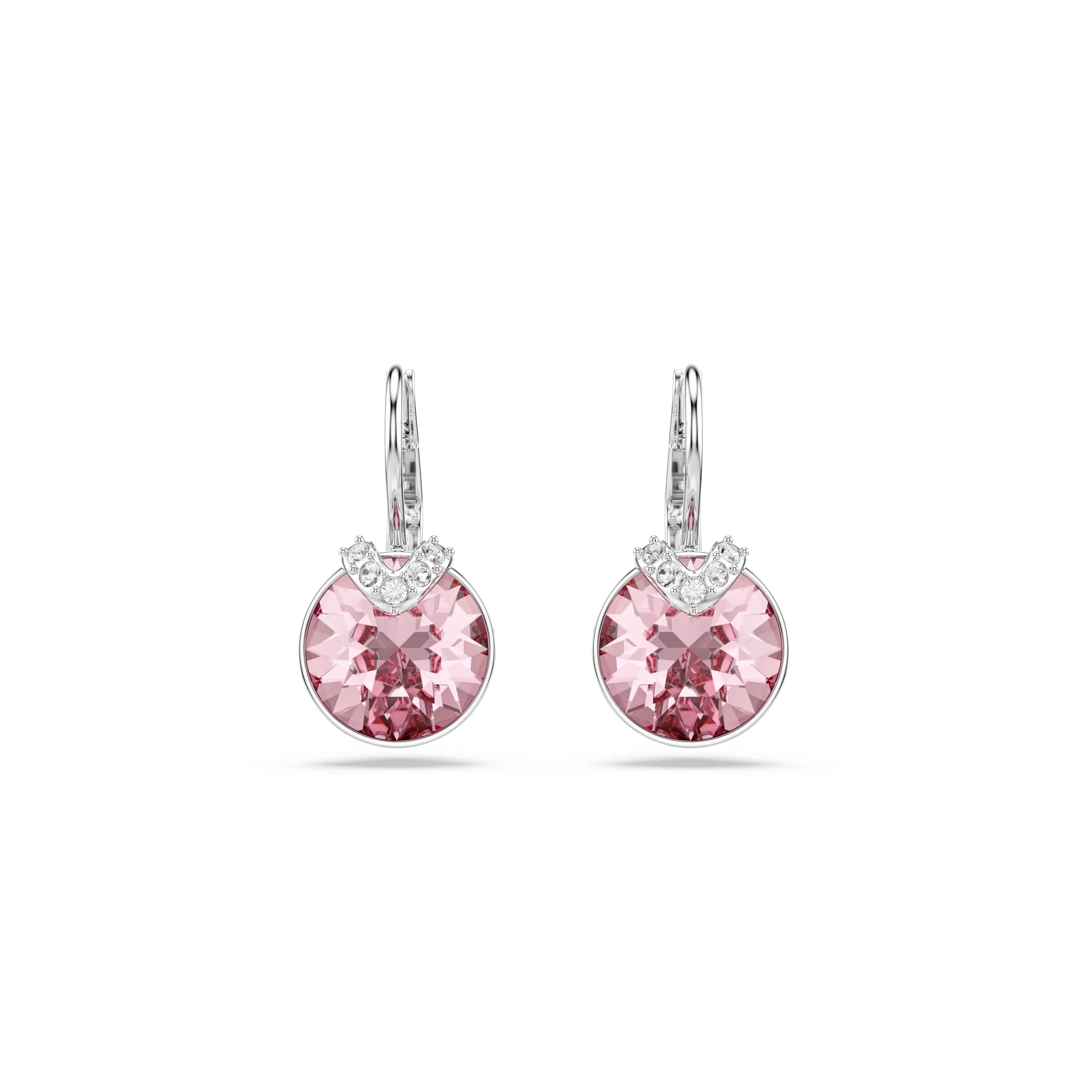 Swarovski Bella V Orecchini Pendenti con Cristalli Rosa, Taglio Round, Placcatura in Tonalità Rodio - immagine 2