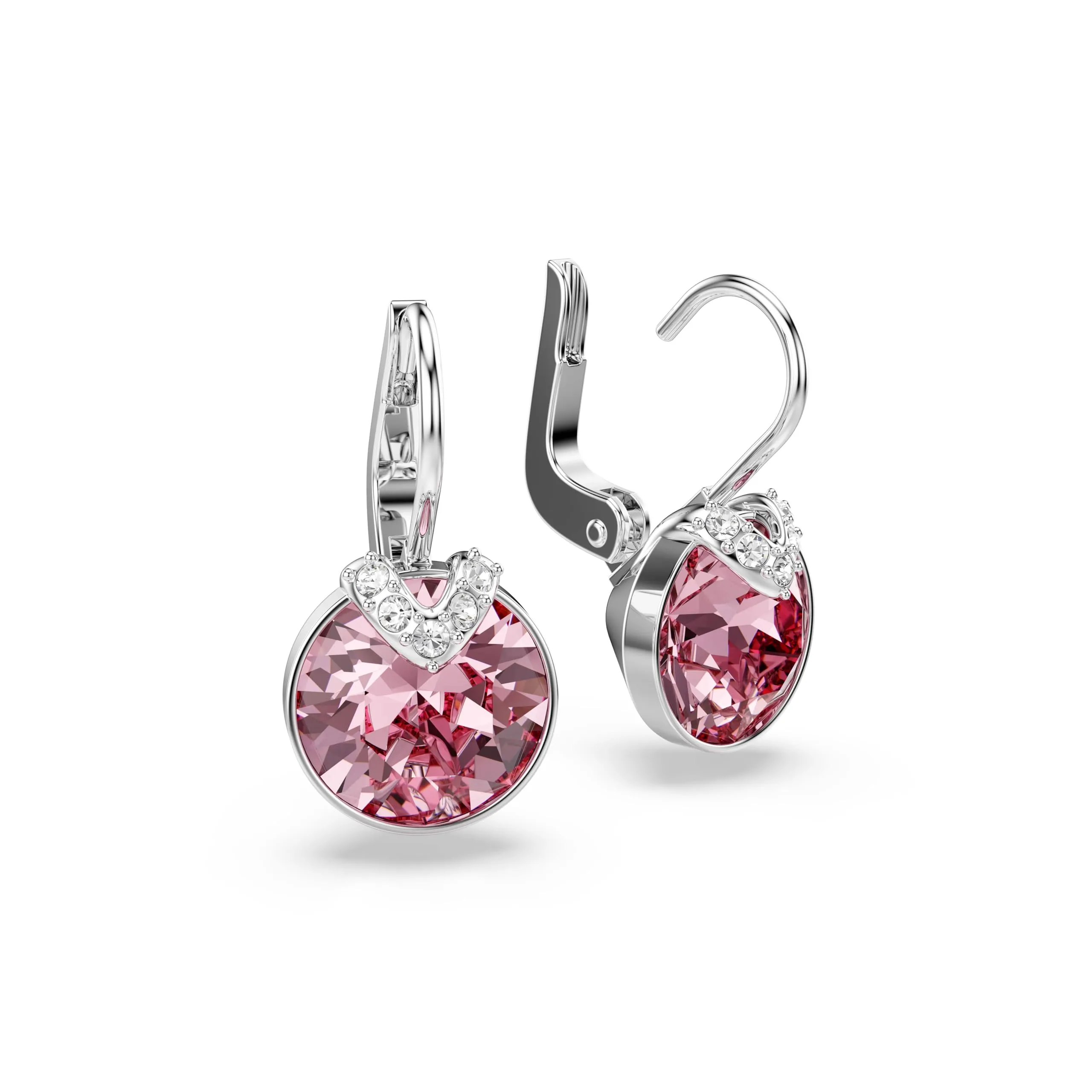 Swarovski Bella V Orecchini Pendenti con Cristalli Rosa, Taglio Round, Placcatura in Tonalità Rodio - immagine 3
