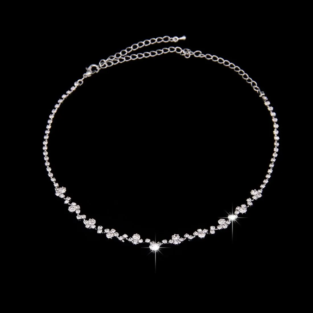 LuLiyLdJ Set Collana e Orecchini in Argento con Strass per Sposa - immagine 3