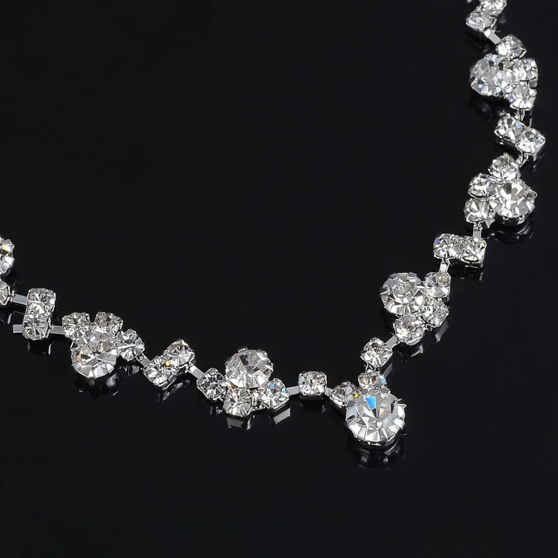 LuLiyLdJ Set Collana e Orecchini in Argento con Strass per Sposa - immagine 4