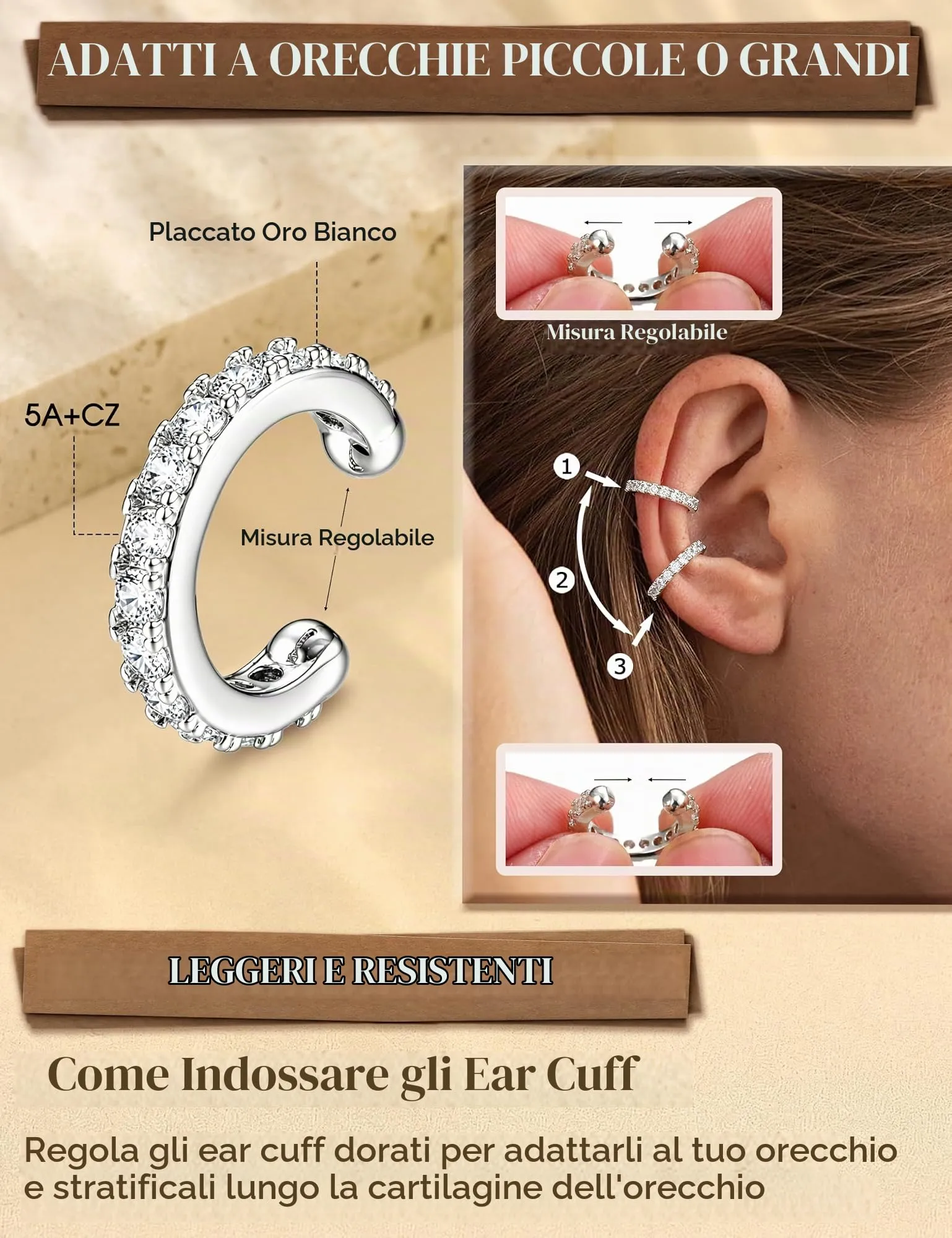ADRAMATA Ear Cuff Orecchini Senza Buco, 4 Paia - immagine 5