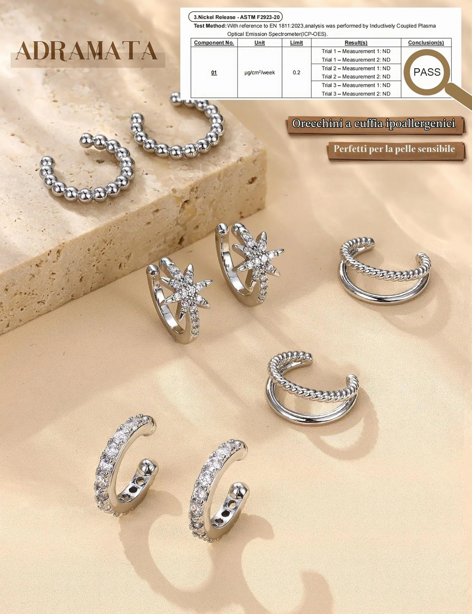 ADRAMATA Ear Cuff Orecchini Senza Buco, 4 Paia - immagine 6
