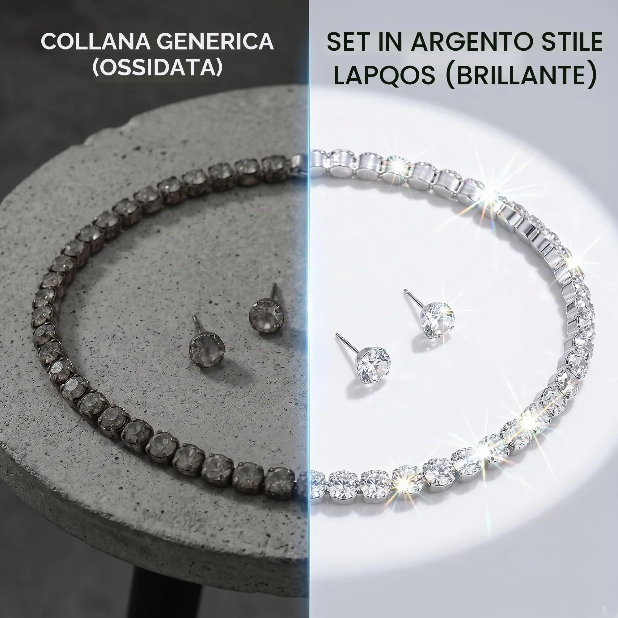 LAPQOS Set Collana Girocollo e Orecchini con Cristalli - immagine 4