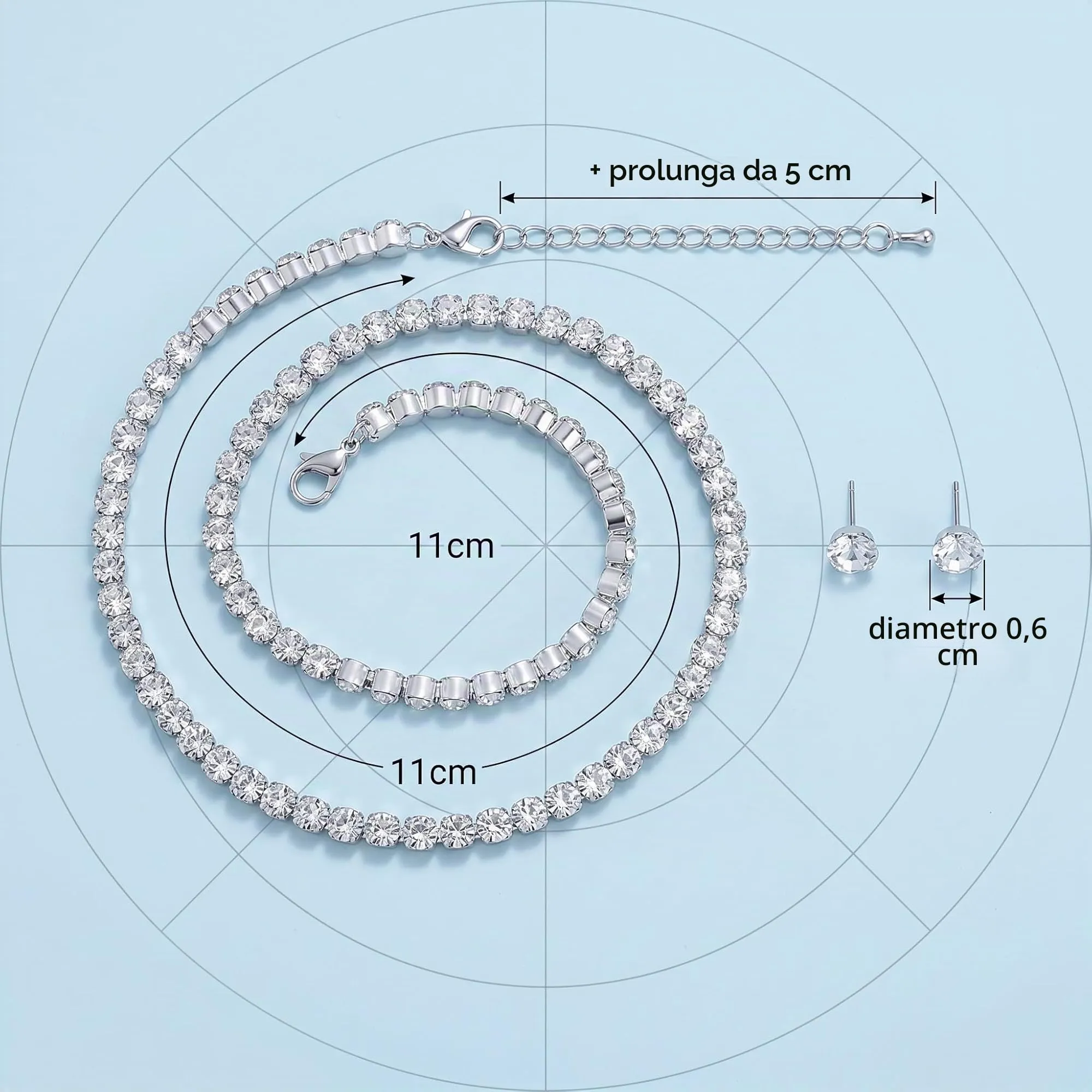 LAPQOS Set Collana Girocollo e Orecchini con Cristalli - immagine 5