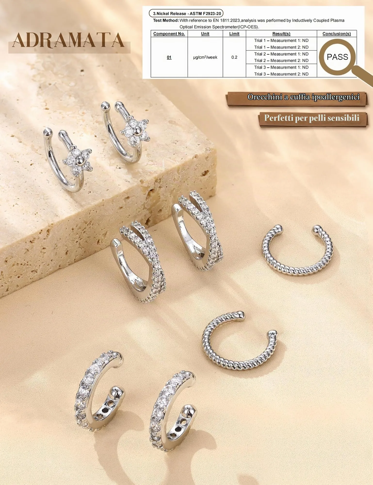 ADRAMATA Ear Cuff Orecchini Senza Buco, 4 Paia - immagine 6